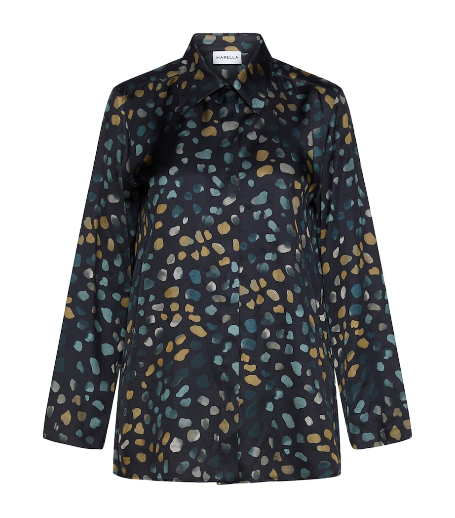 Marella Womens Twill Printed Shirt Navy Image 1