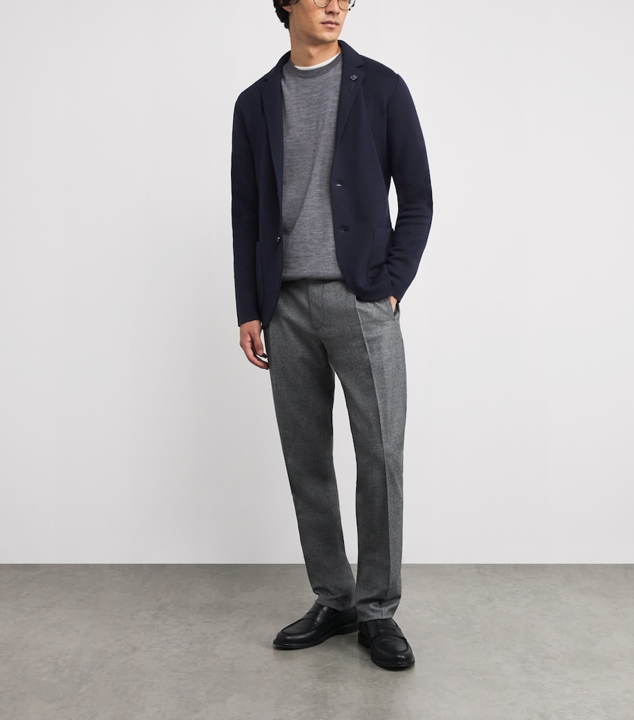 Virgin Wool Knitted Blazer 850-NAVY Image 2