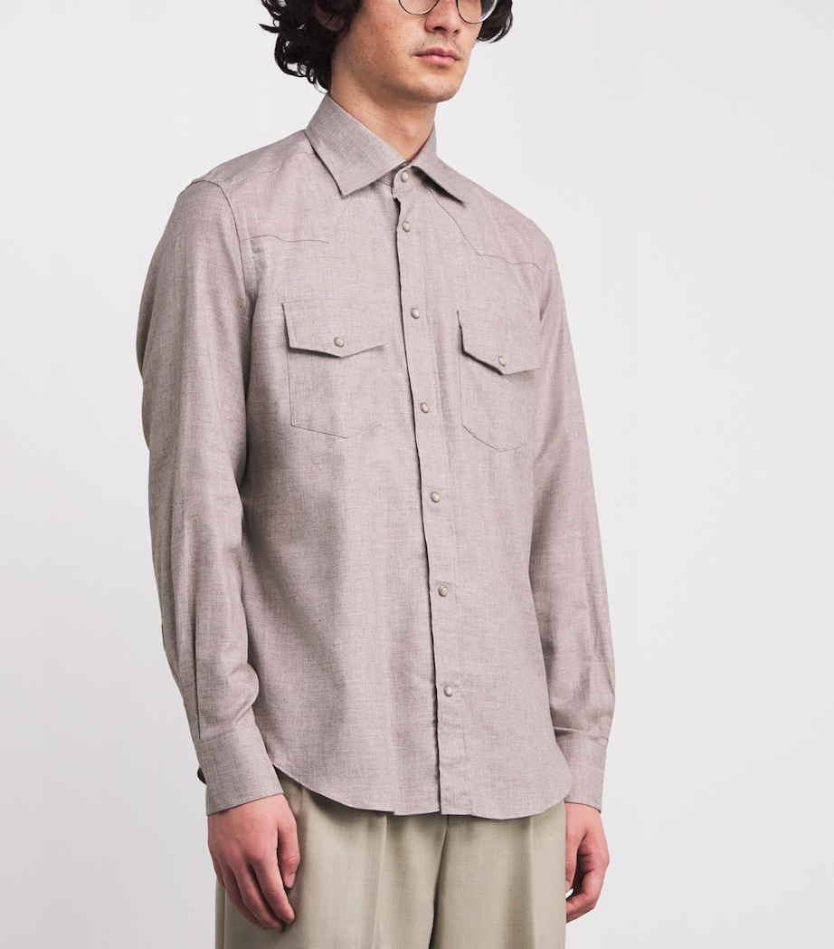Cotton-Cashmere Texas Overshirt MIRTILLO Image 3