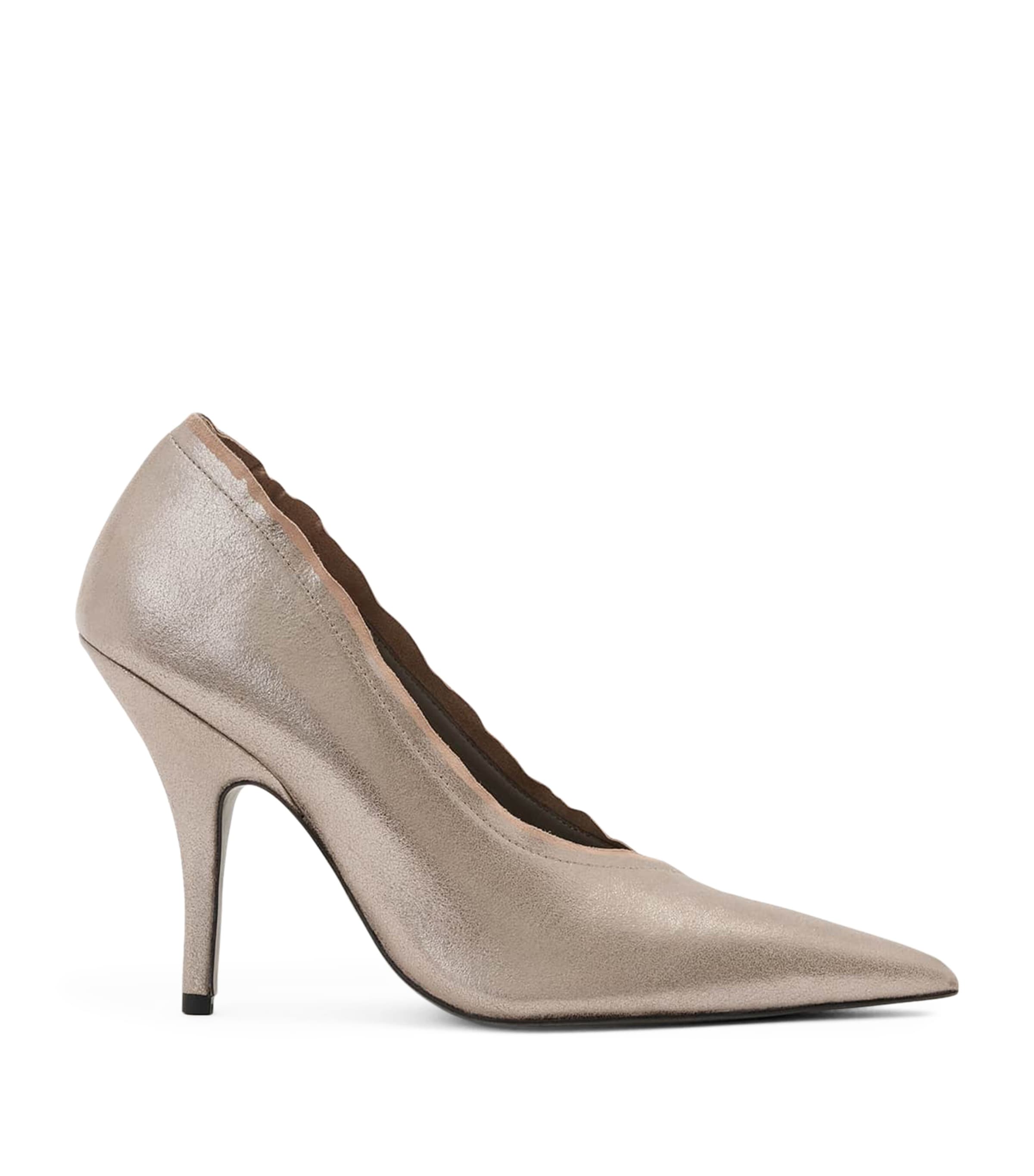 AllSaints Metallic Leather Vera Pumps 100 Silver Image 1