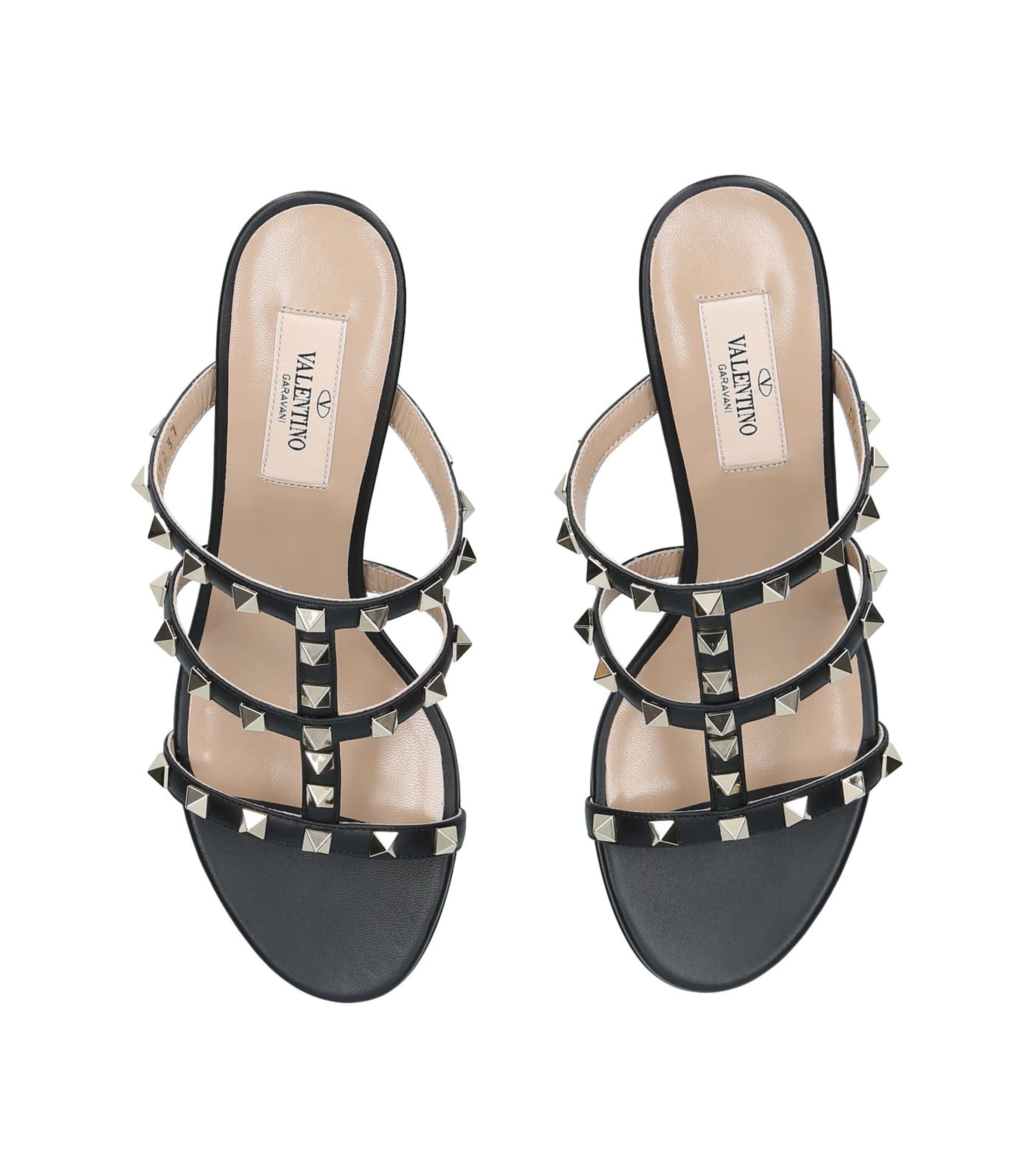 Valentino Garavani Valentino Garavani Leather Rockstud Mules 60 Black Image 4
