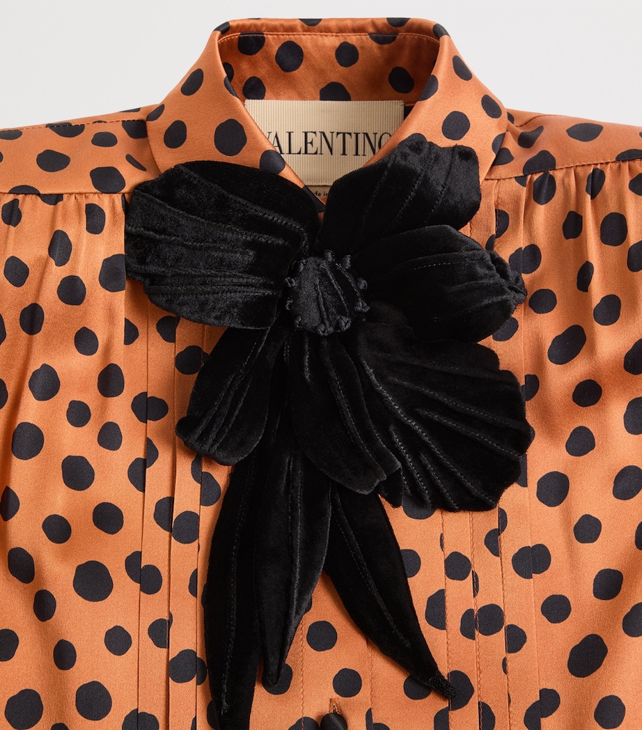 Valentino Womens Silk Polka-Dot Embroidered Blouse Image 8