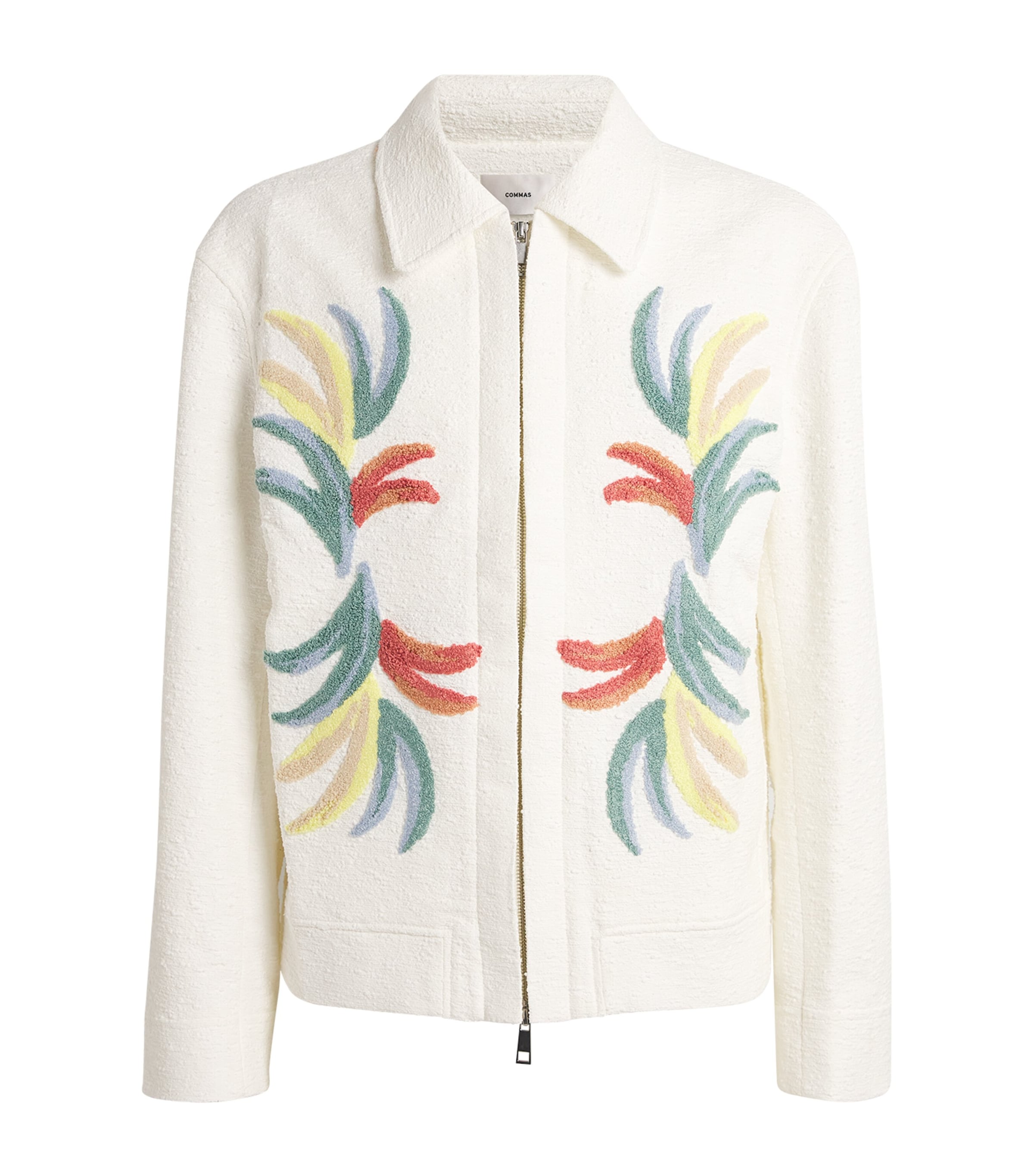 Commas Cotton Boucle Palm Jacket In White
