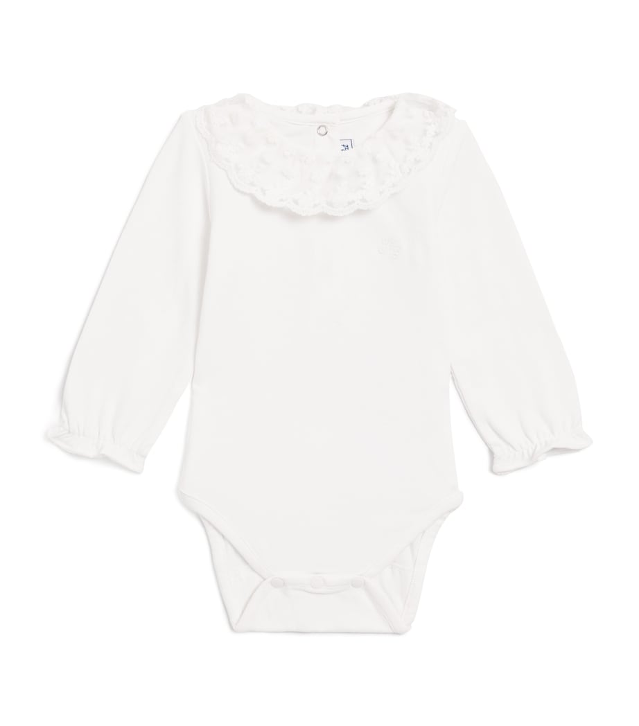 Tartine et Chocolat Stretch-Cotton Lace-Collar Bodysuit (3-36 Months) Image 1