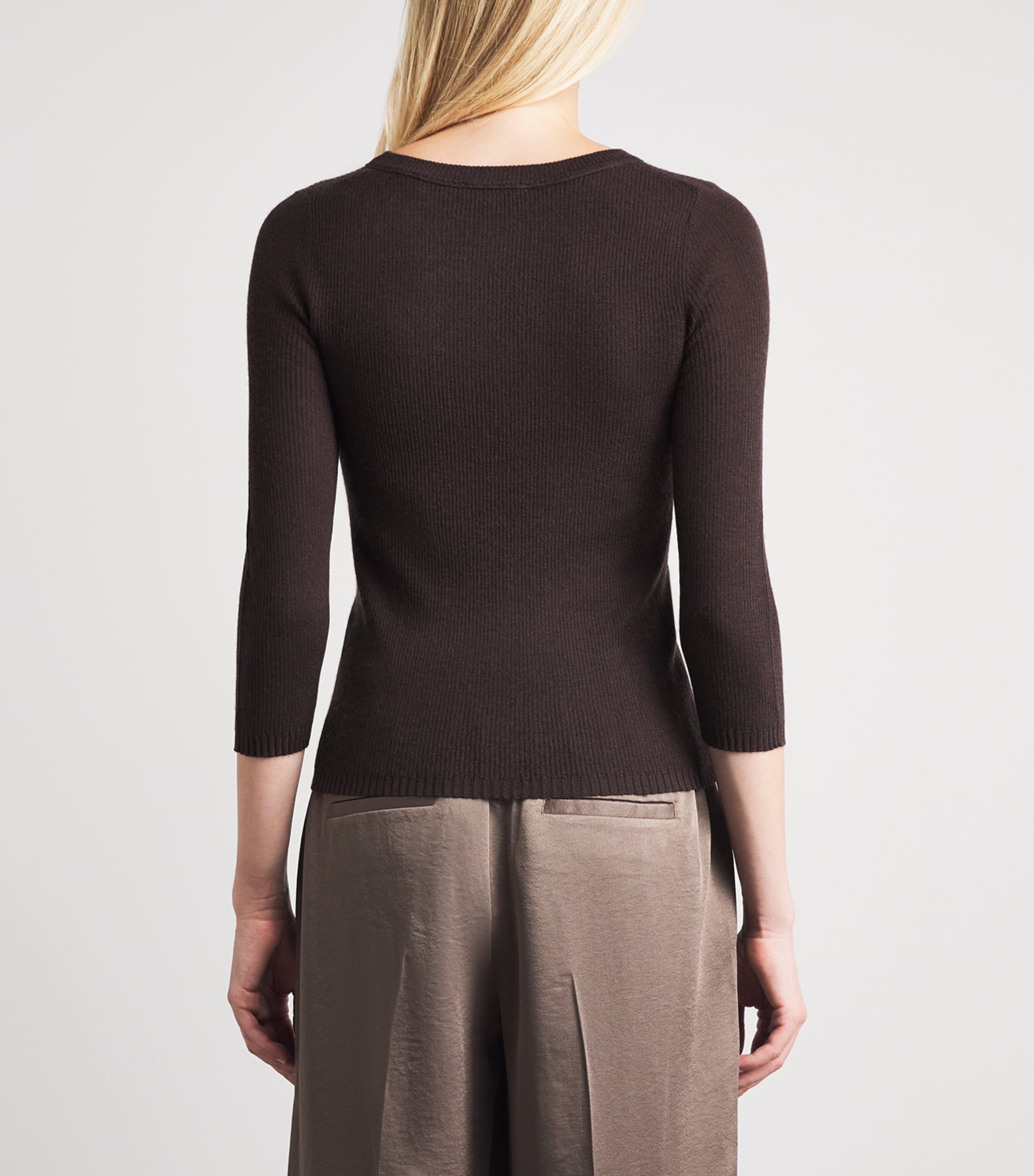 Vince Womens Cashmere-Silk Sweater Iron Image 5