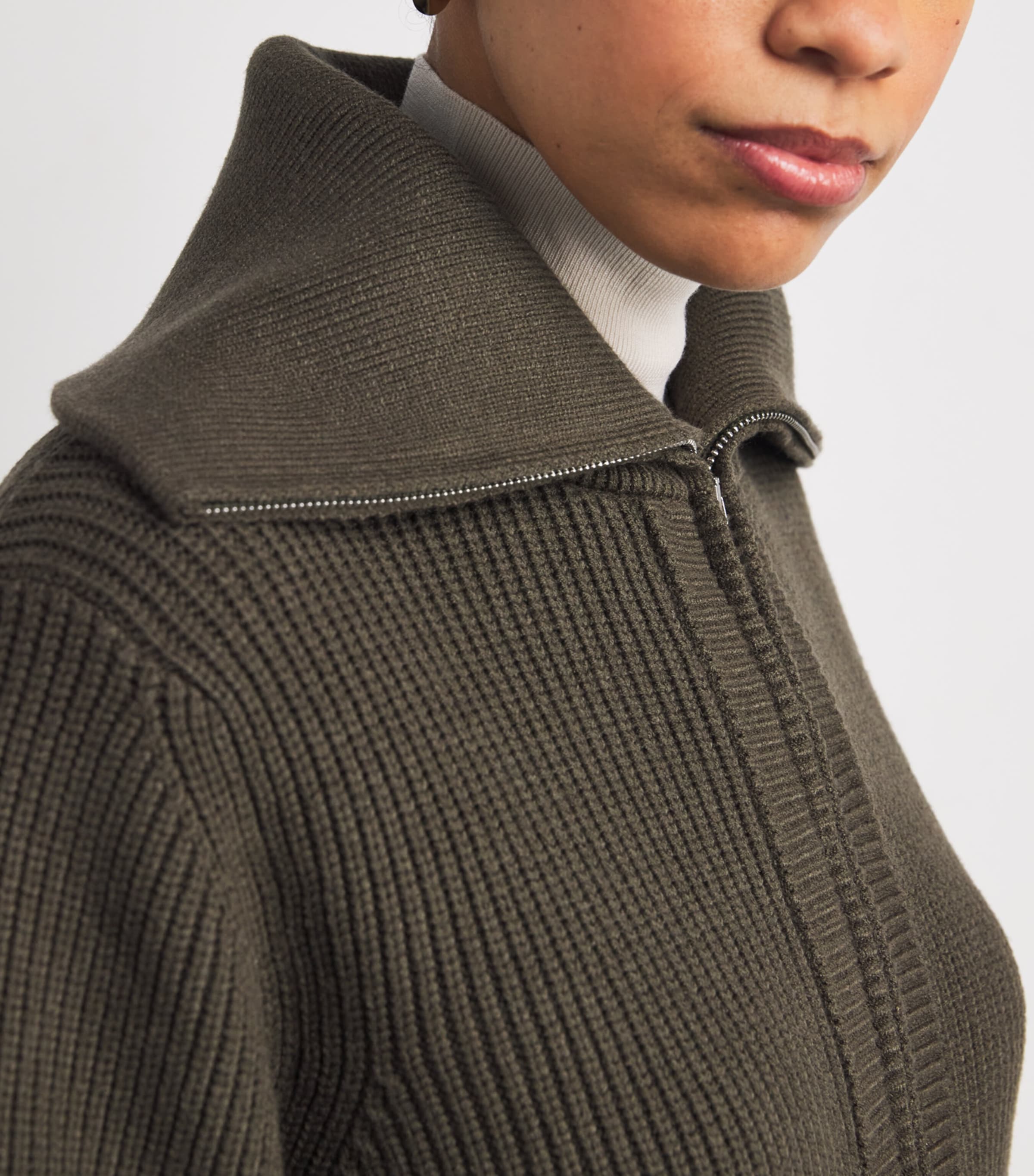 Ribbed Half-Zip Maura Sweater OLIVE NIGHT Image 6
