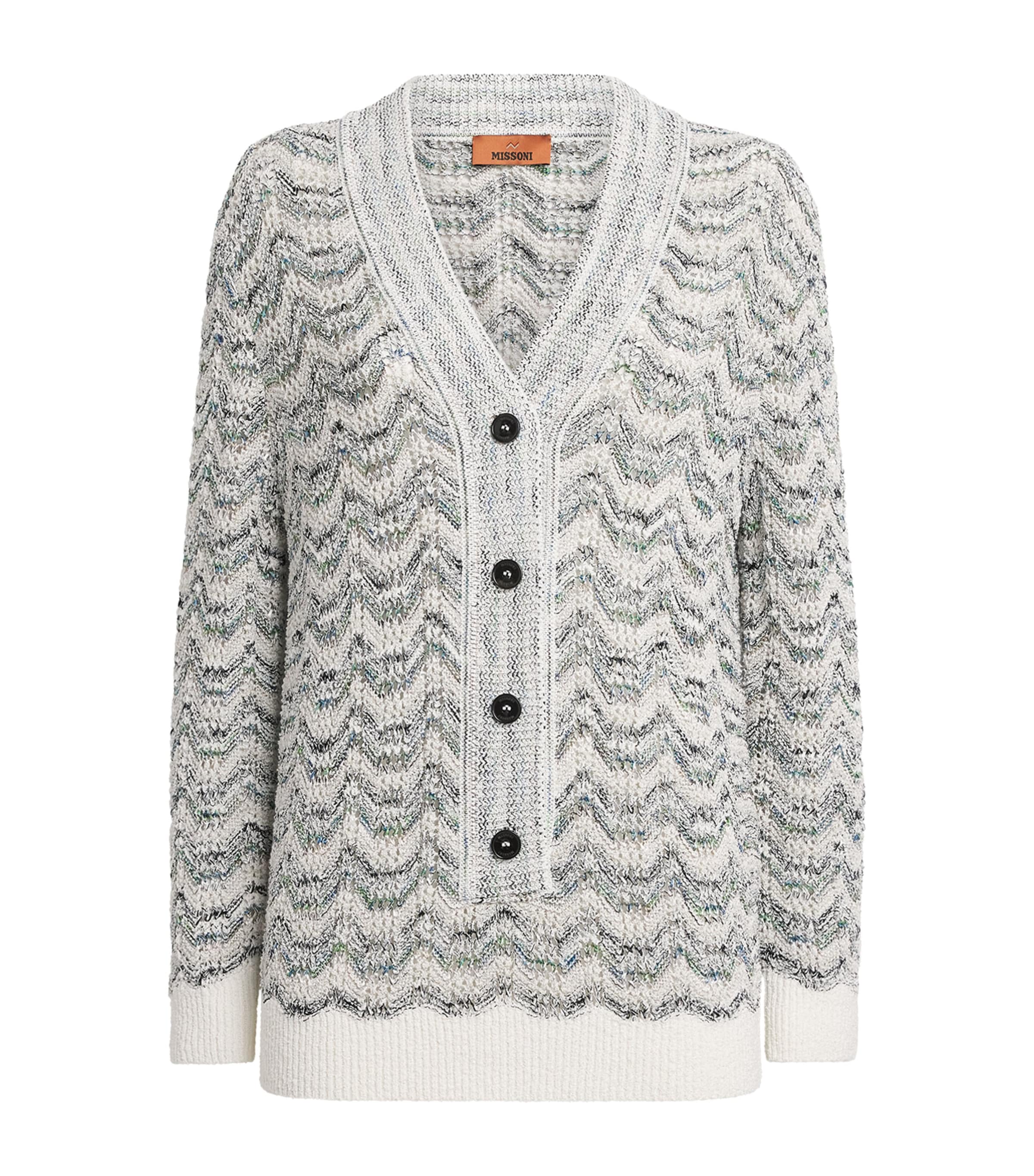 Missoni Womens Relaxed Zigzag Sweater Wht W Grn N Bl Image 1