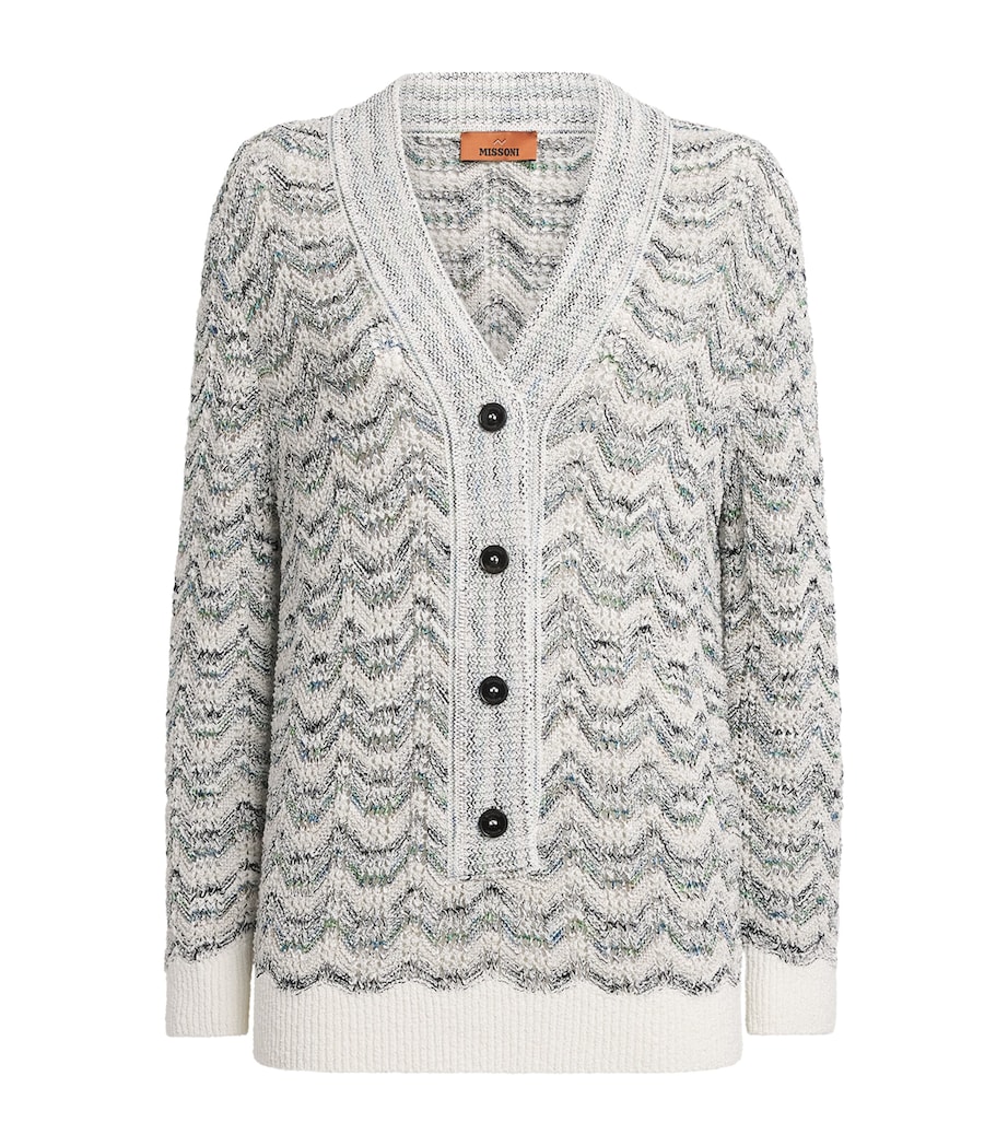 Missoni Womens Relaxed Zigzag Sweater Wht W Grn N Bl Image 1