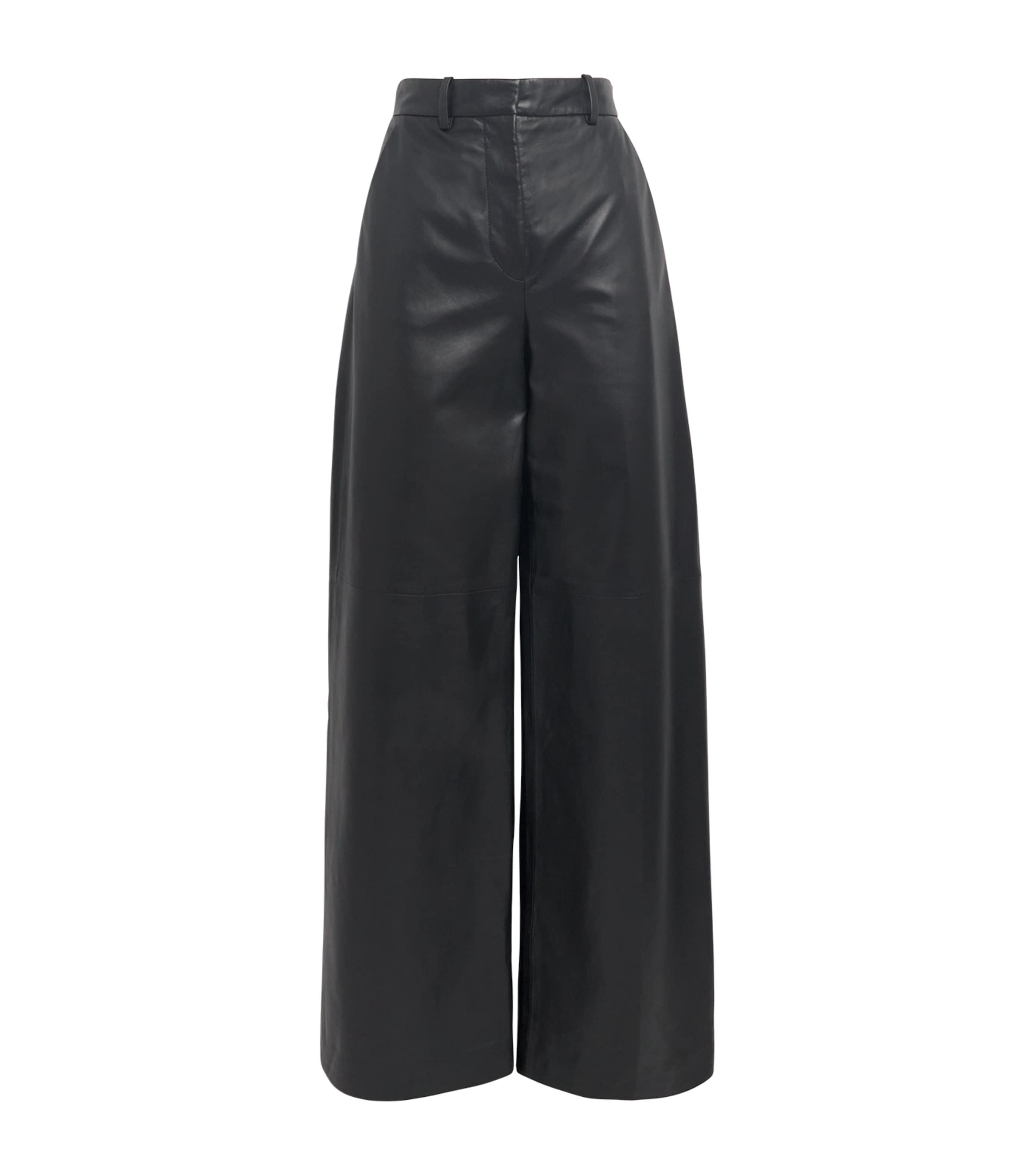 Joseph Leather Alana Wide-leg Trousers In Black
