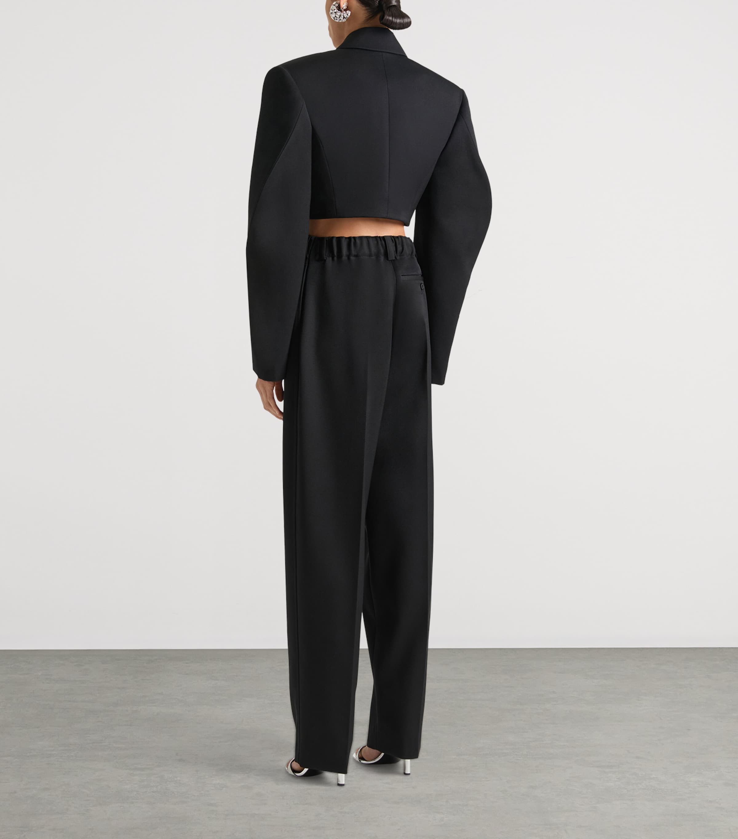 Wool Cropped Cocoon Jacket BLACK Image 3