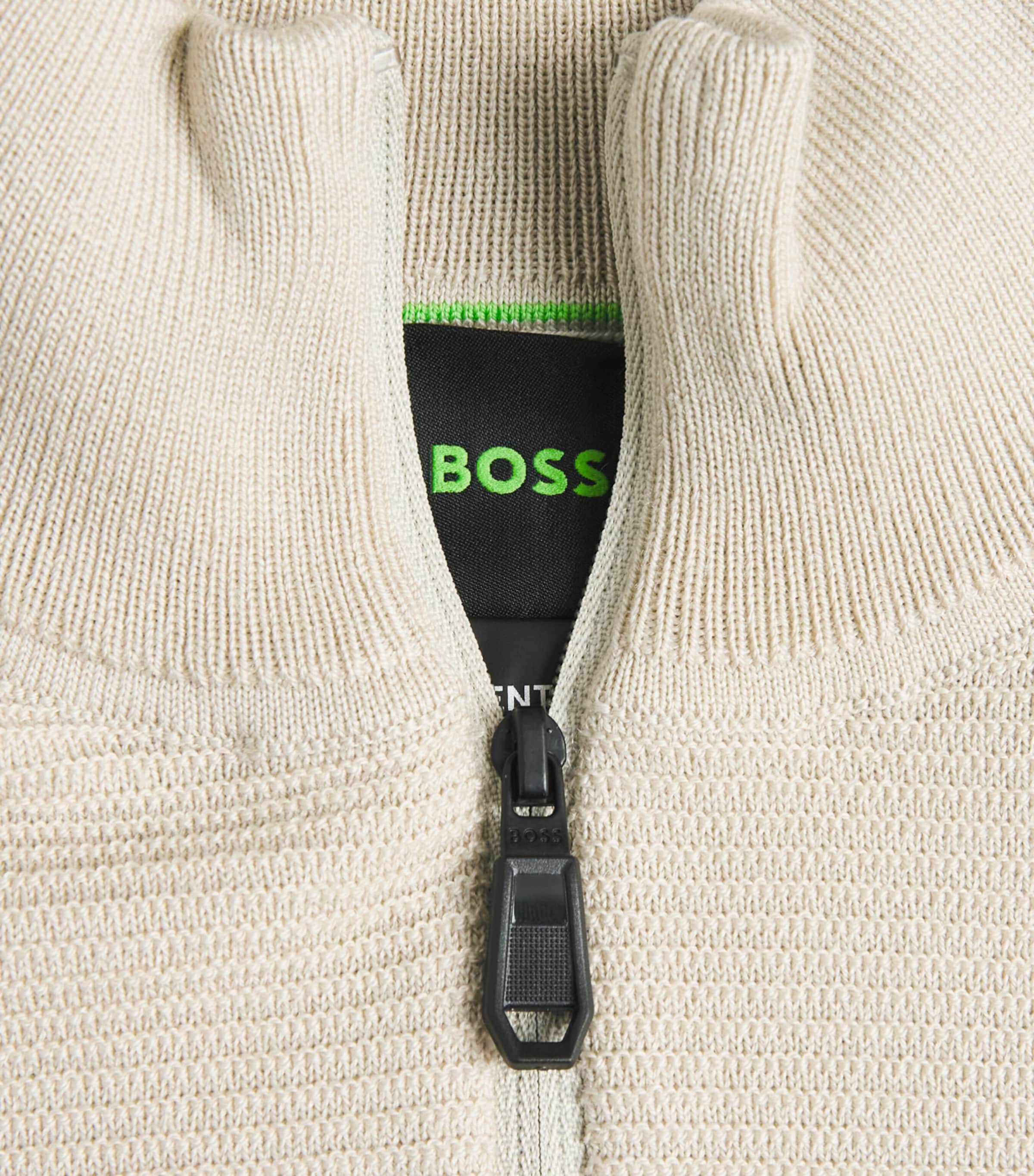 BOSS Mens Ribbed Logo Quarter-Zip Sweater Light Image 6