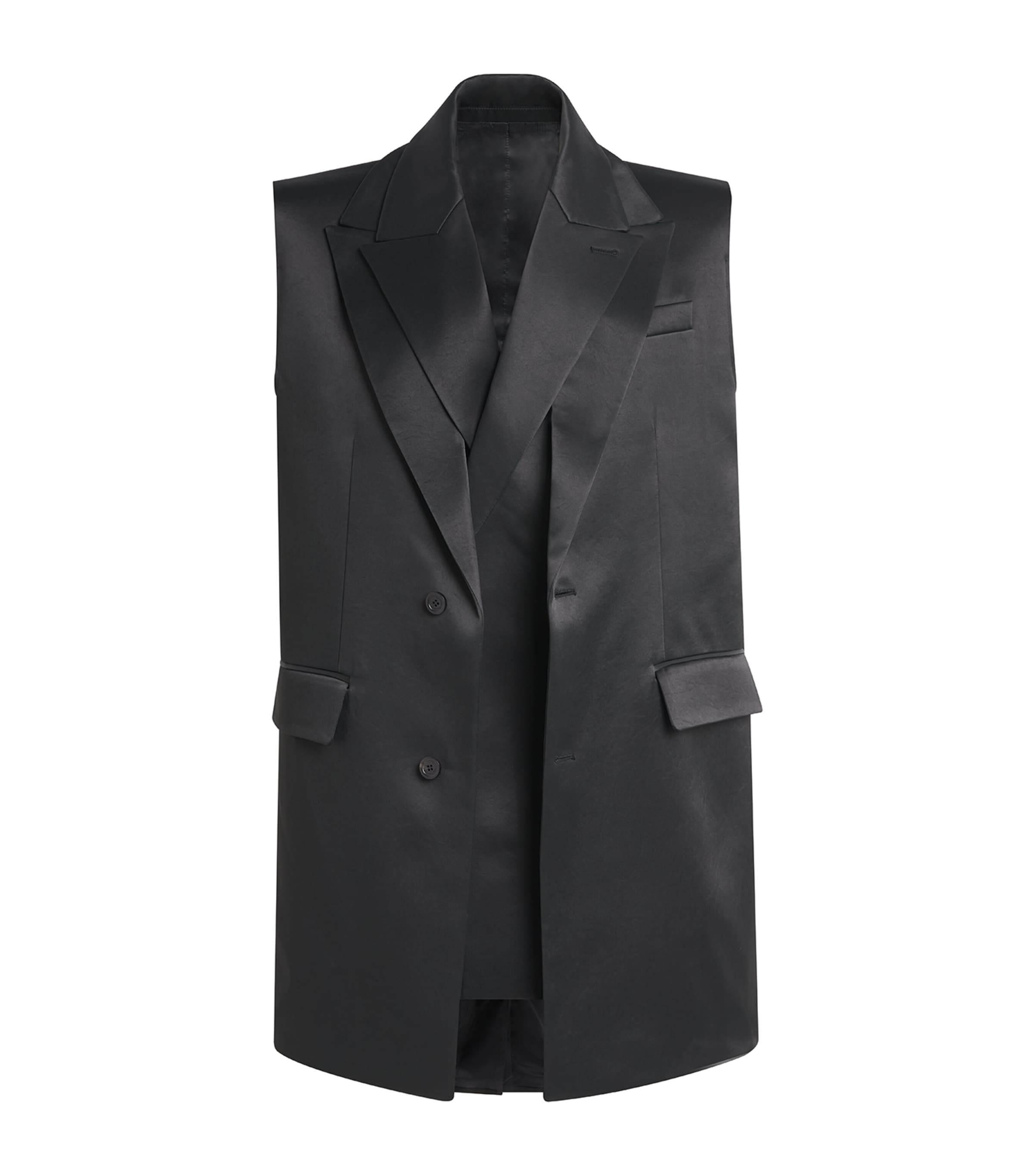 Jean Paul Gaultier Double-layer Sleeveless Jacket In Black