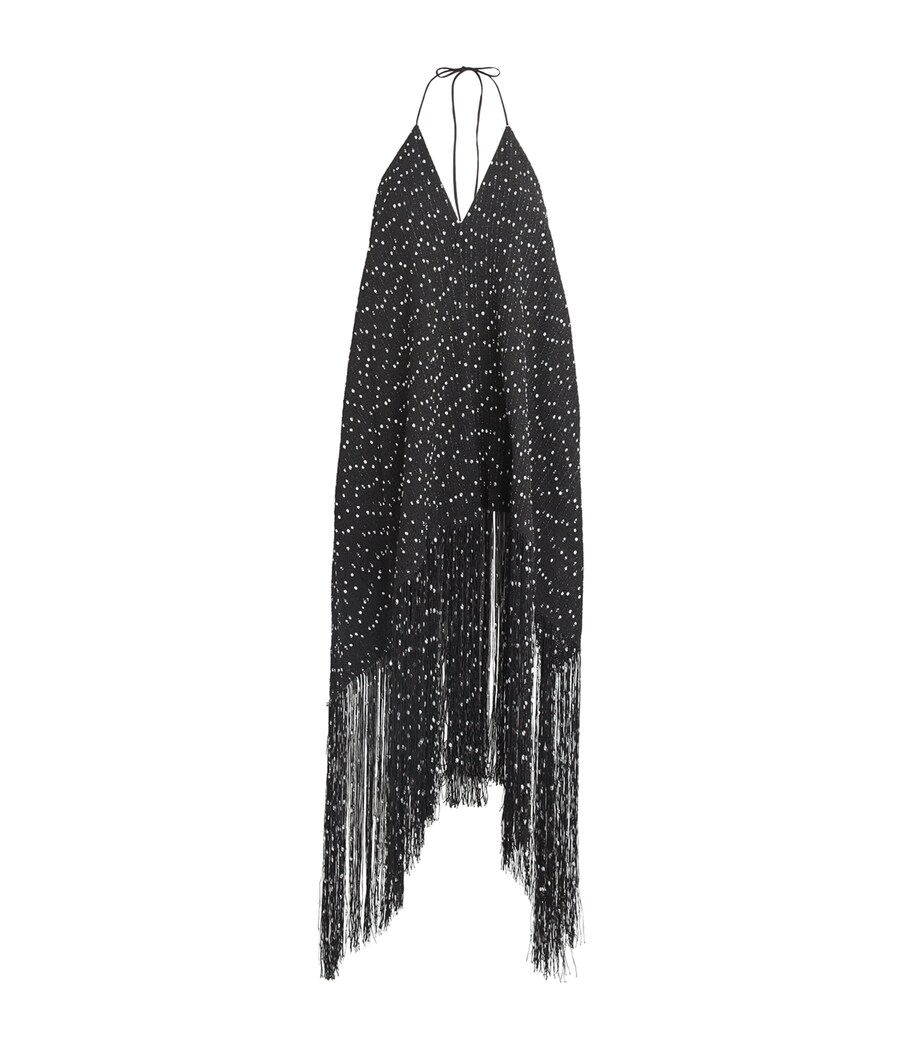 jacquemus la riviera mini dress new JACQUEMUS La Riviera Valoria beige fringed tweed halter mini dress FR38 M at 1stDibs