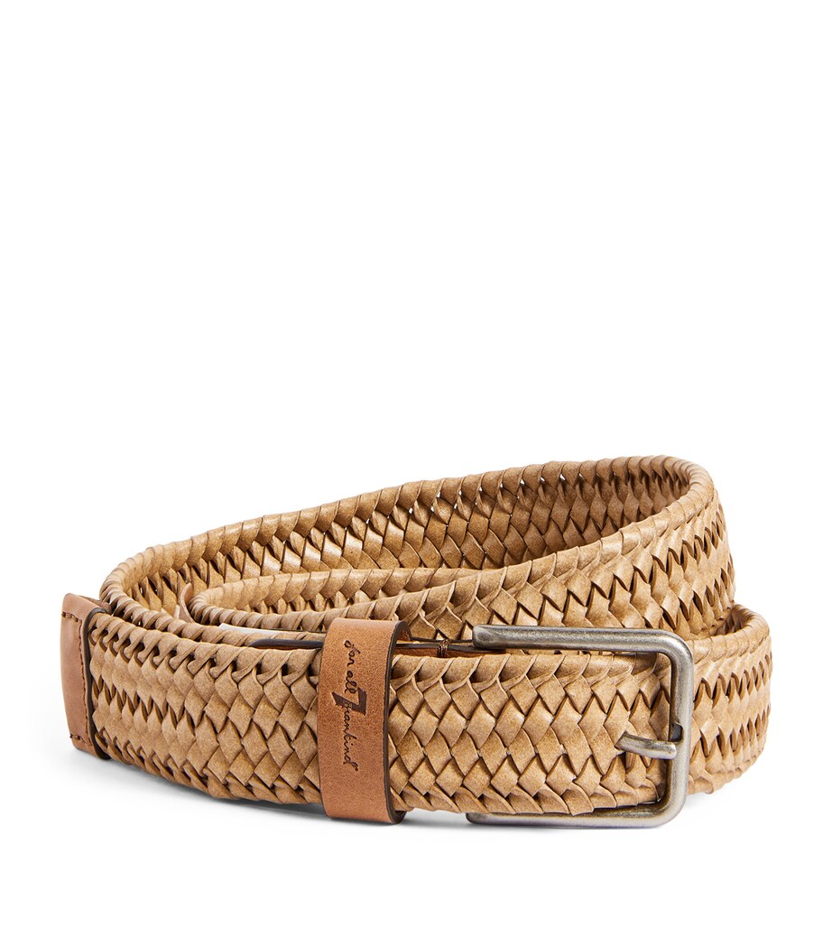 7 For All Mankind Leather Woven Belt Taupe Woven Image 1
