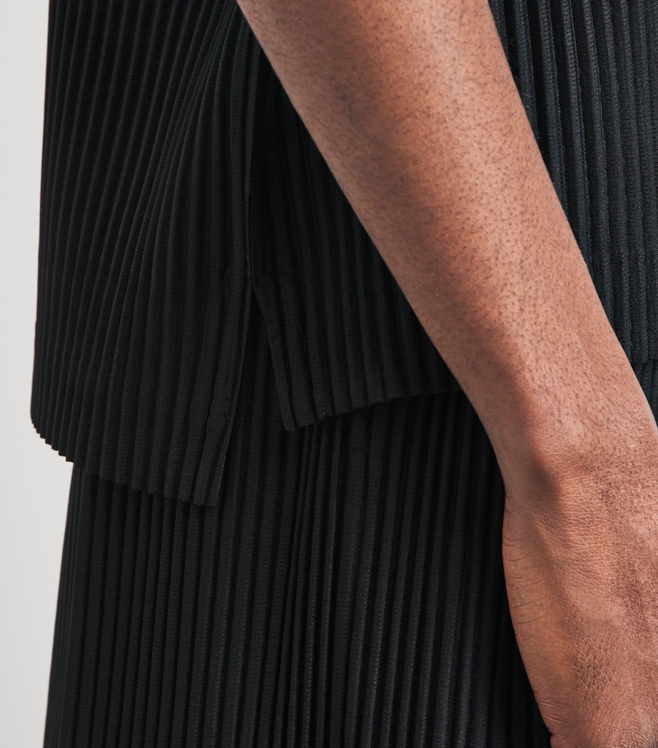 Homme Plissé Issey Miyake Mens Pleated Polo Shirt Black Image 3