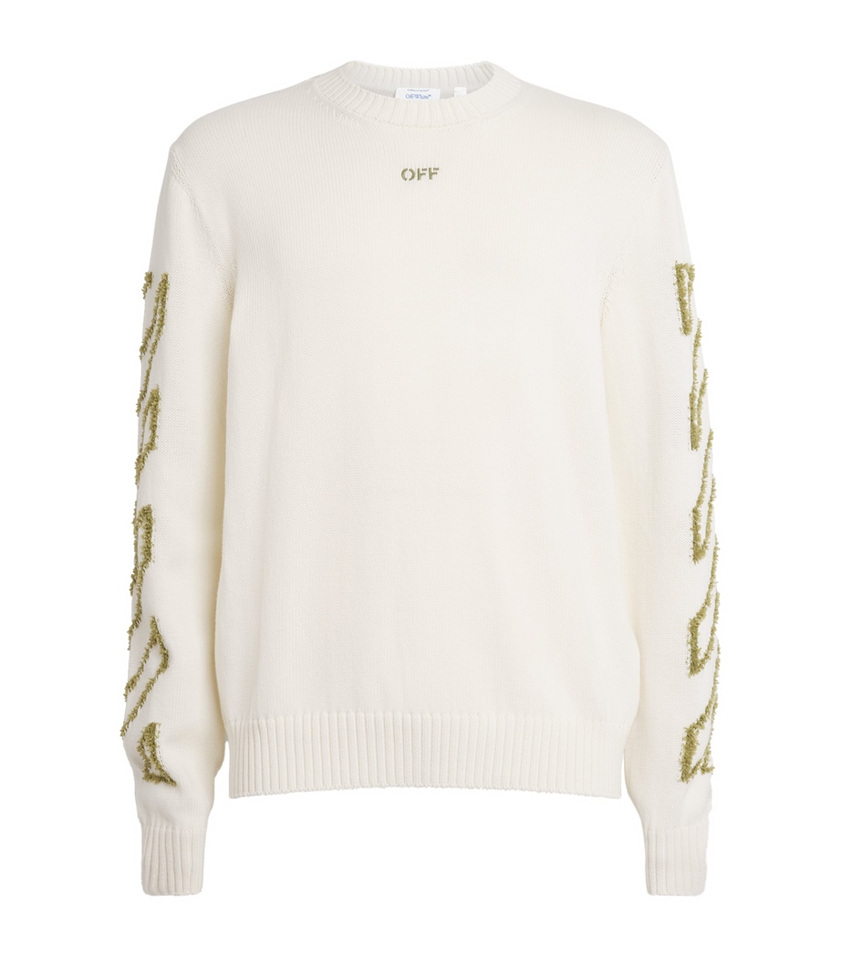 Cotton Jacquard Diagonal Arrow Sweater CREAM Image 1