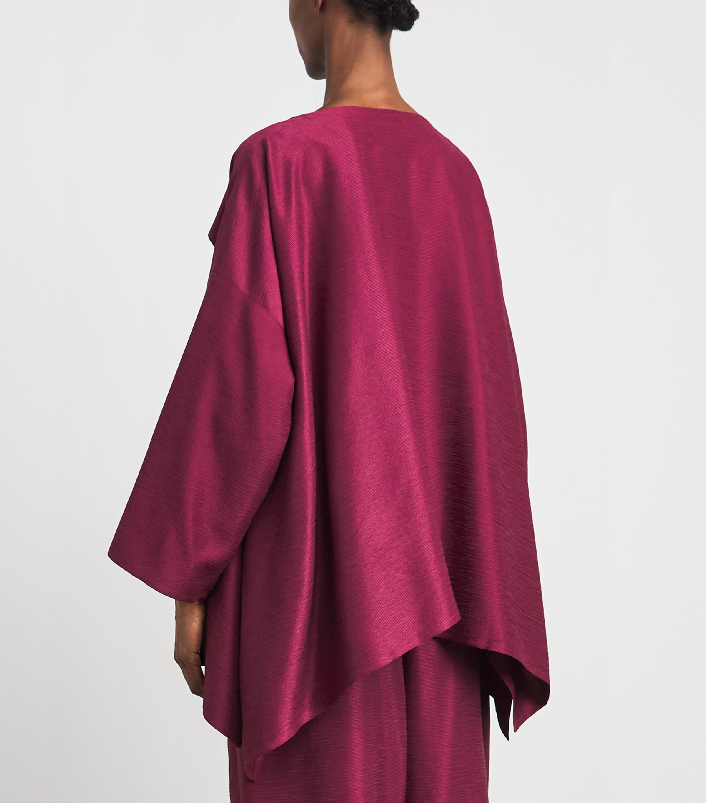 Eskandar Womens Silk Plissé Jacket Magenta Image 5