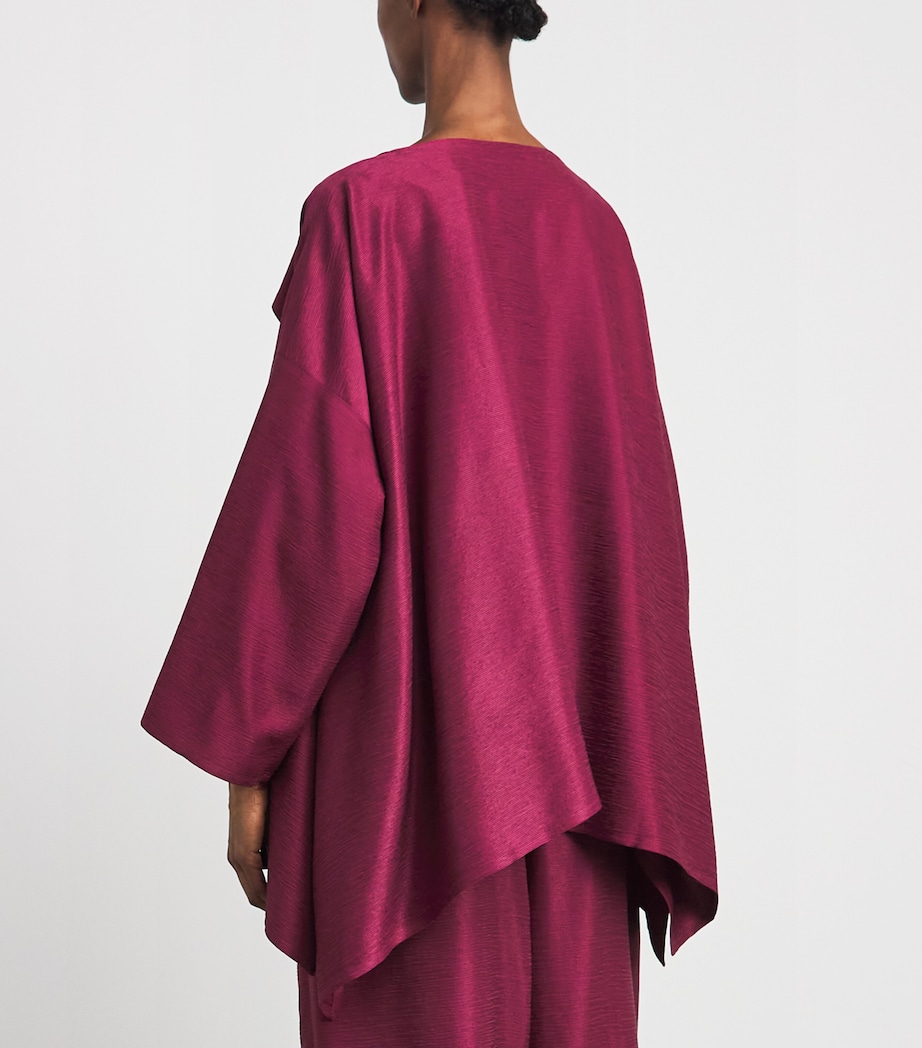 Eskandar Womens Silk Plissé Jacket Magenta Image 5