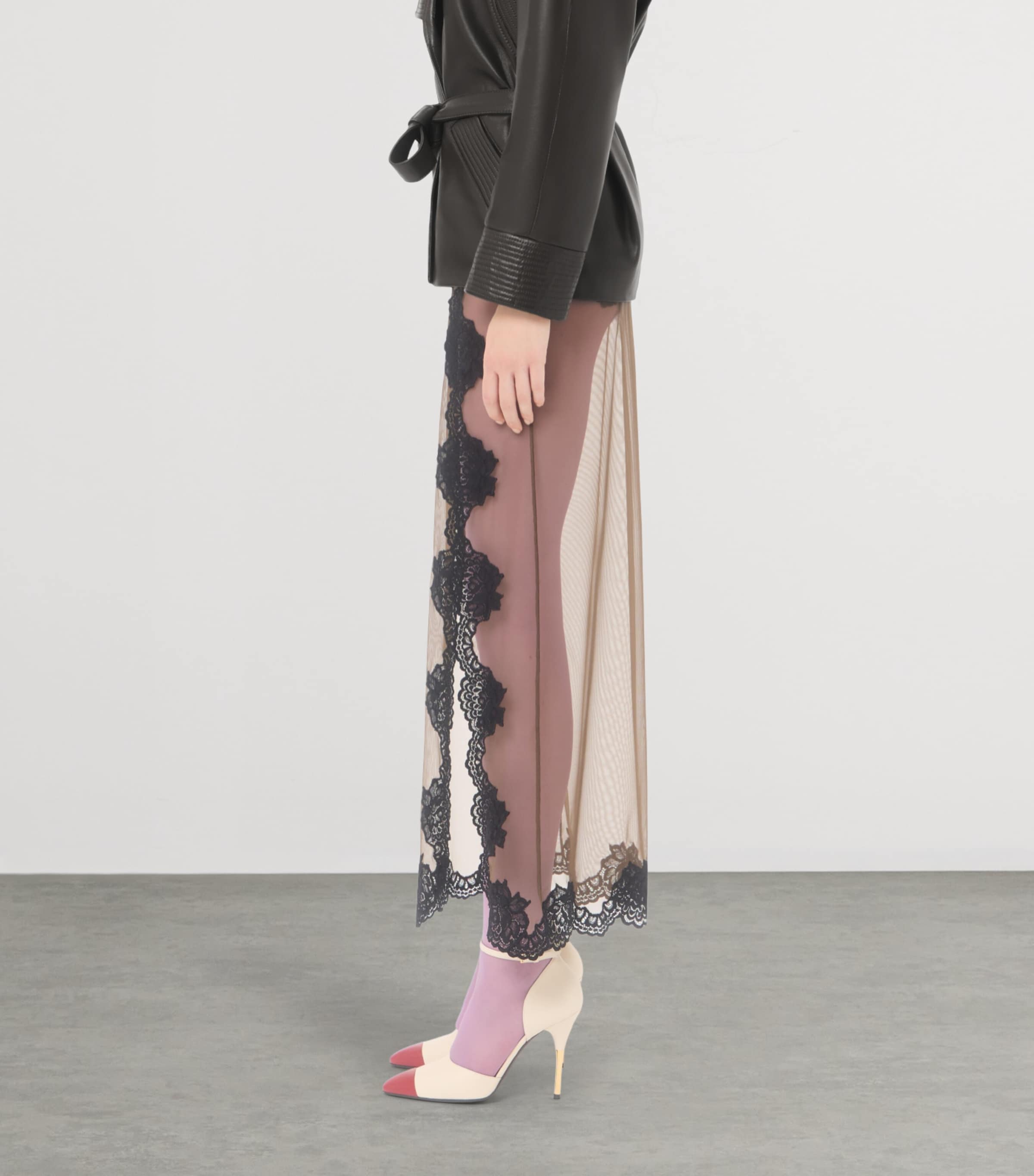 Valentino Womens Sheer Lace-Trim Maxi Skirt Jbm Image 4