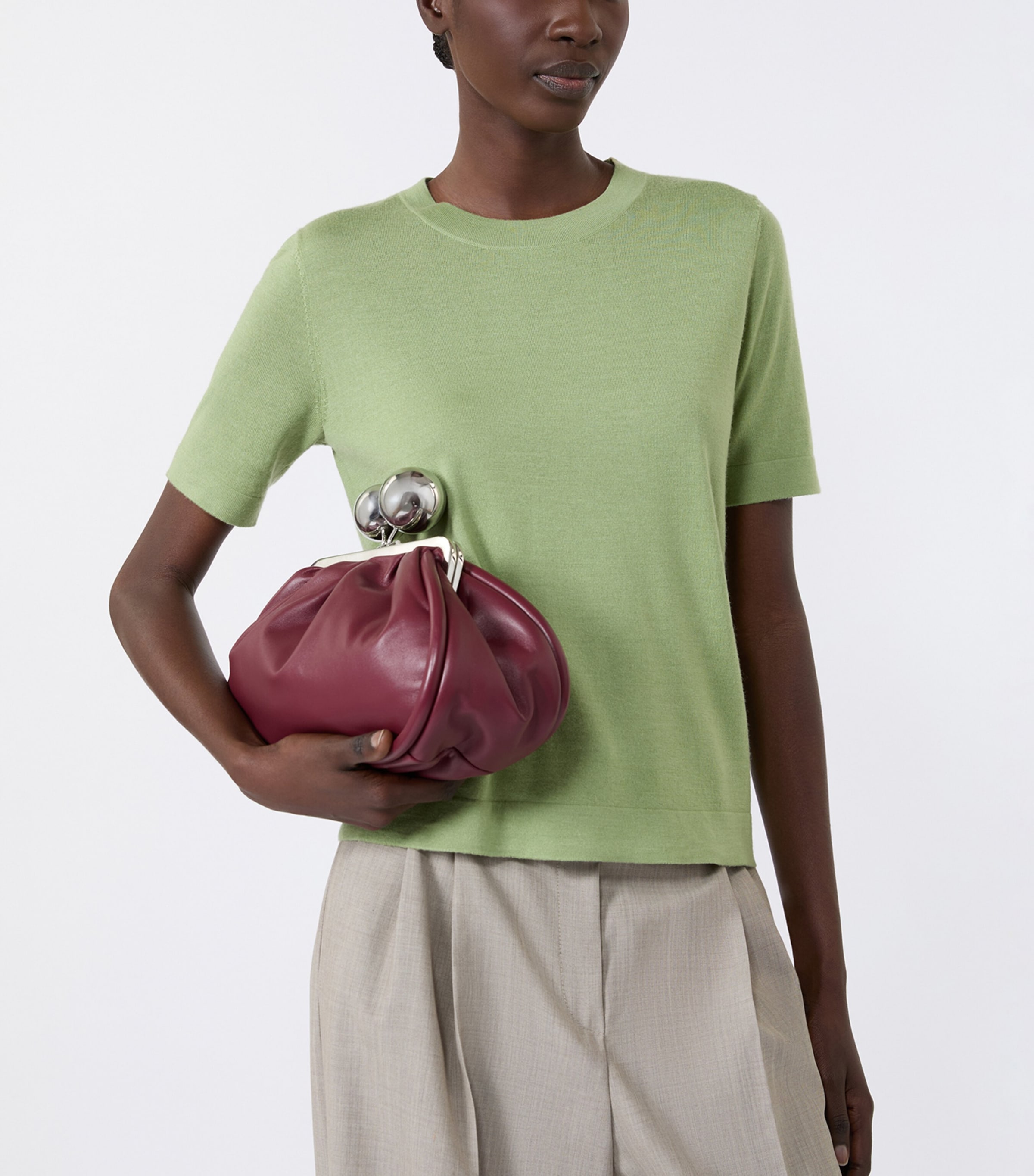Weekend Max Mara Womens Wool-Silk Knit Top Green Image 5