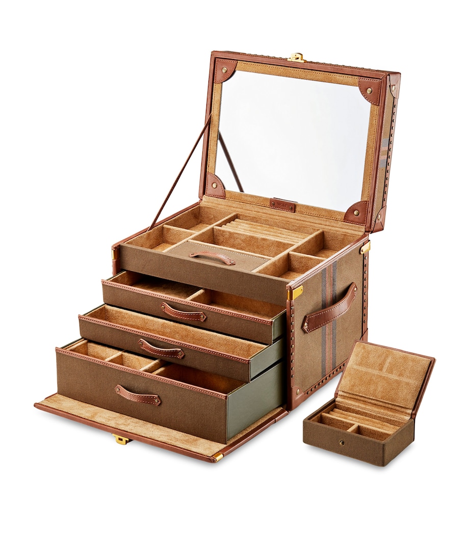 Vegan Leather Ida Trunk Jewellery Box KHAKI Image 2