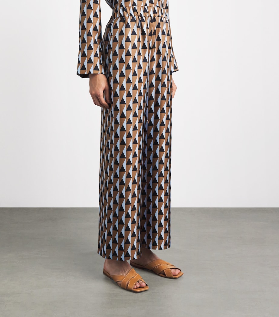 MM Womens Silk Printed Wide-Leg Trousers Brown Bronze Image 4