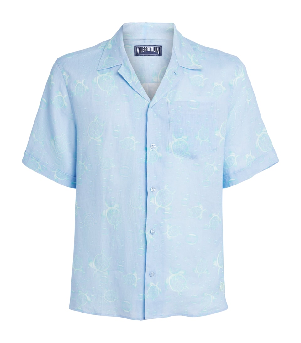 Vilebrequin Linen Bubble Turtle Print Charli Shirt Cloudy