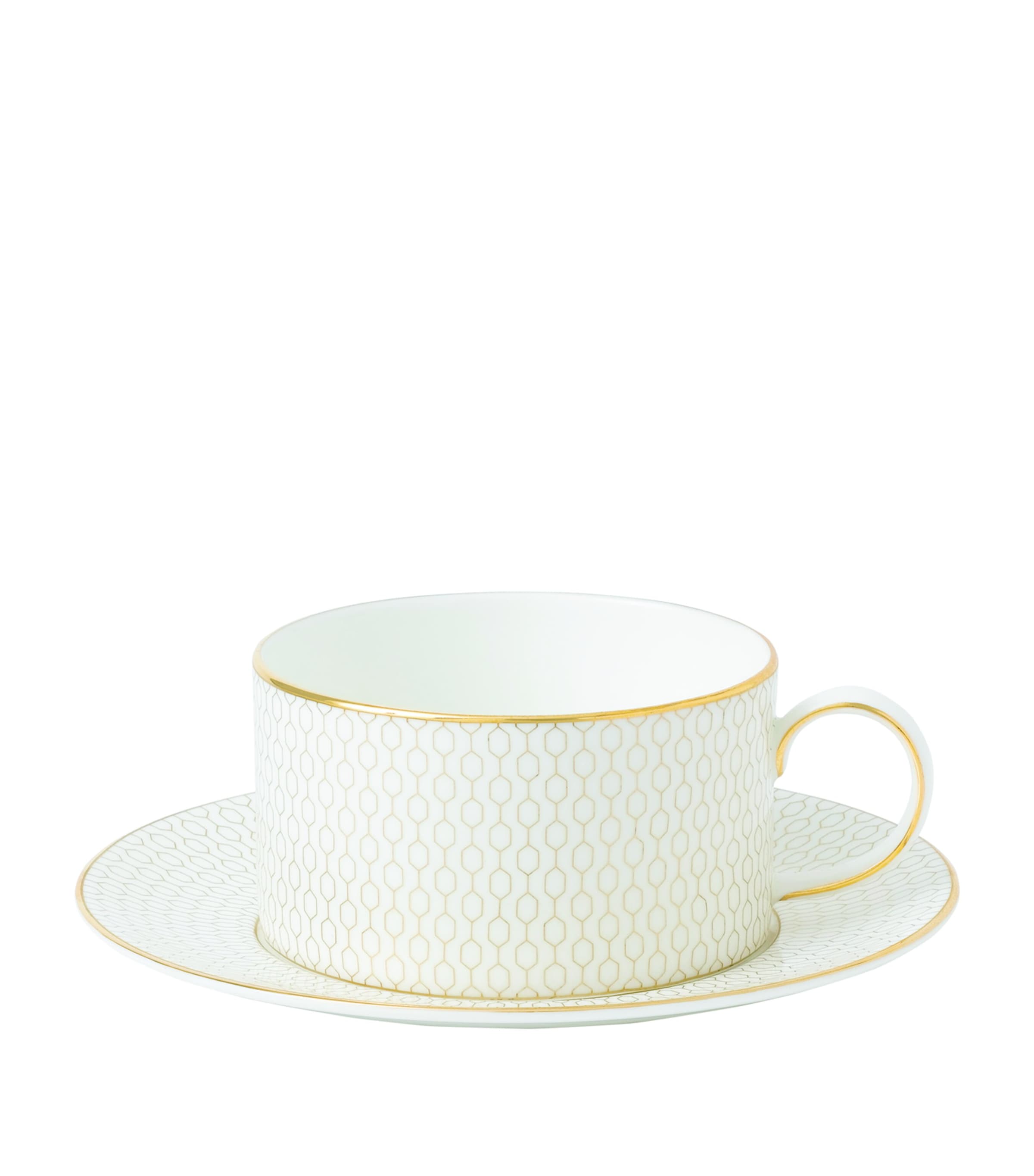 Wedgwood Gio Gold China Teacup And Saucer Set In White