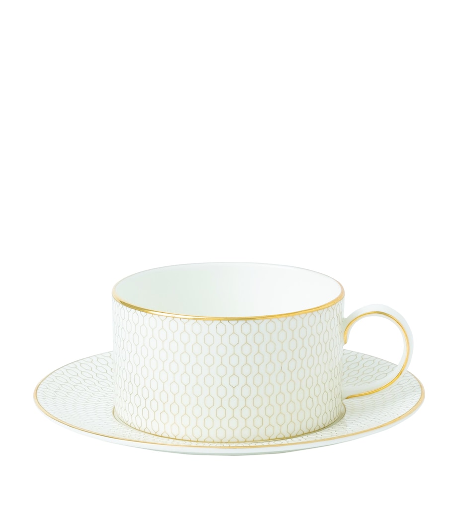 Gio Gold Teacup and Saucer WHITE Image 1