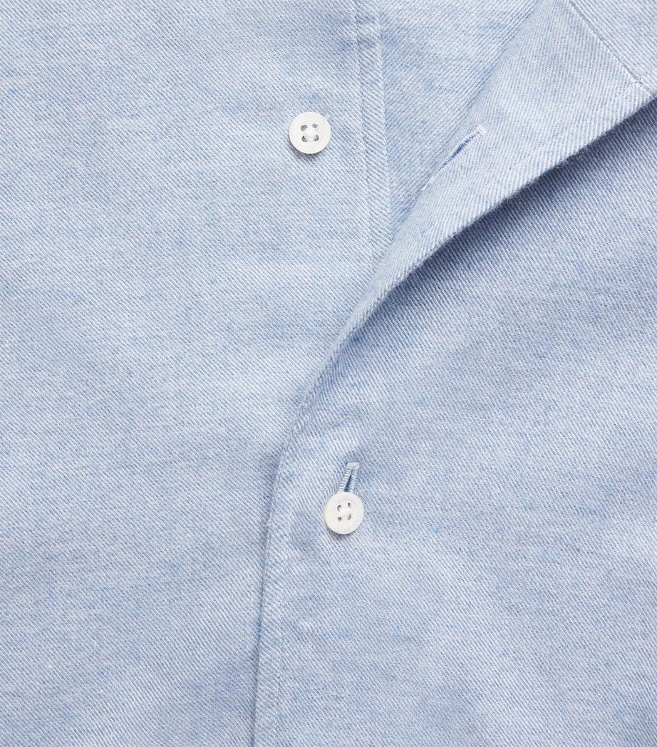 Corneliani Mens Cotton-Cashmere Shirt Drk Ceruole Ble Image 6