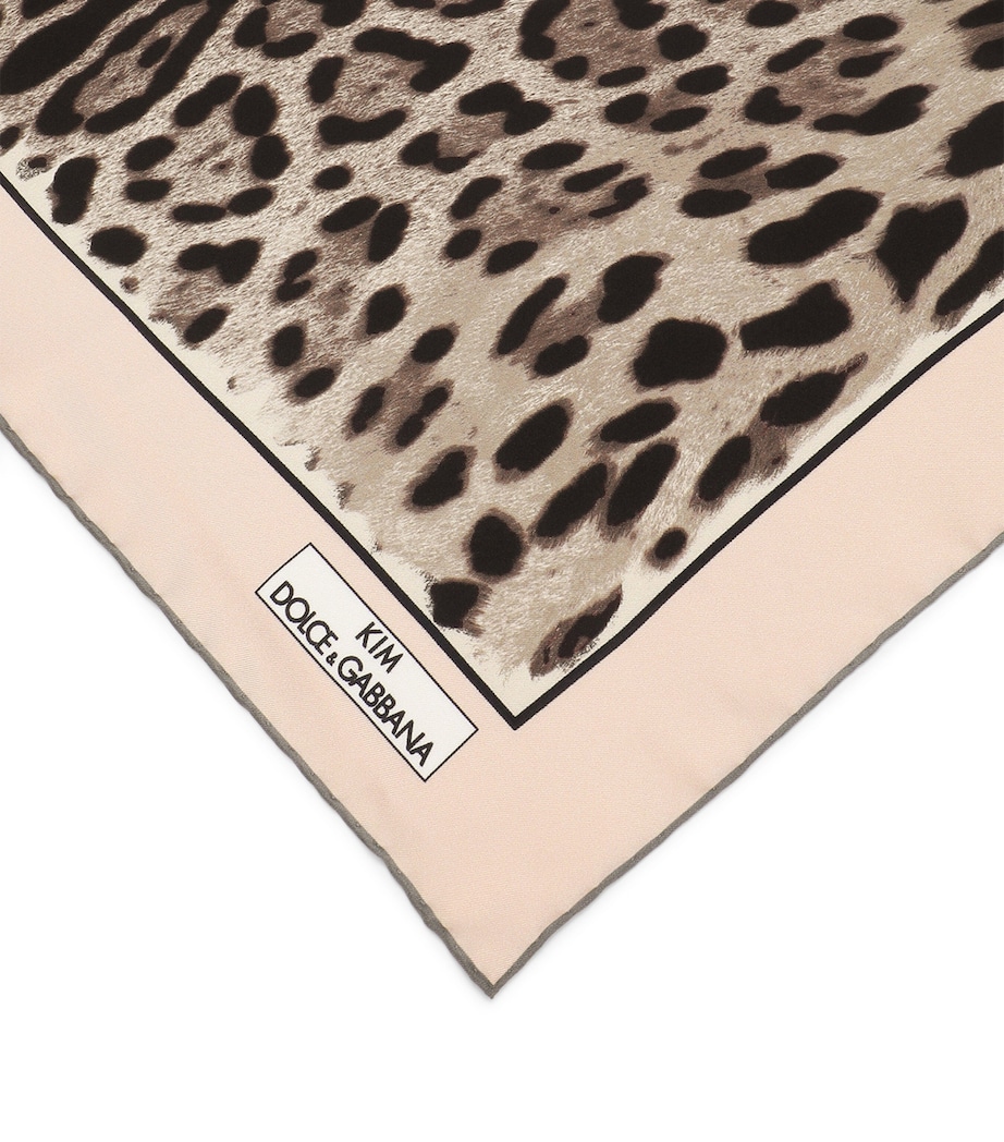 KIM DOLCE&GABBANA Leopard-Print Twill Scarf H213M-LEO BORDO NUDO Image 3