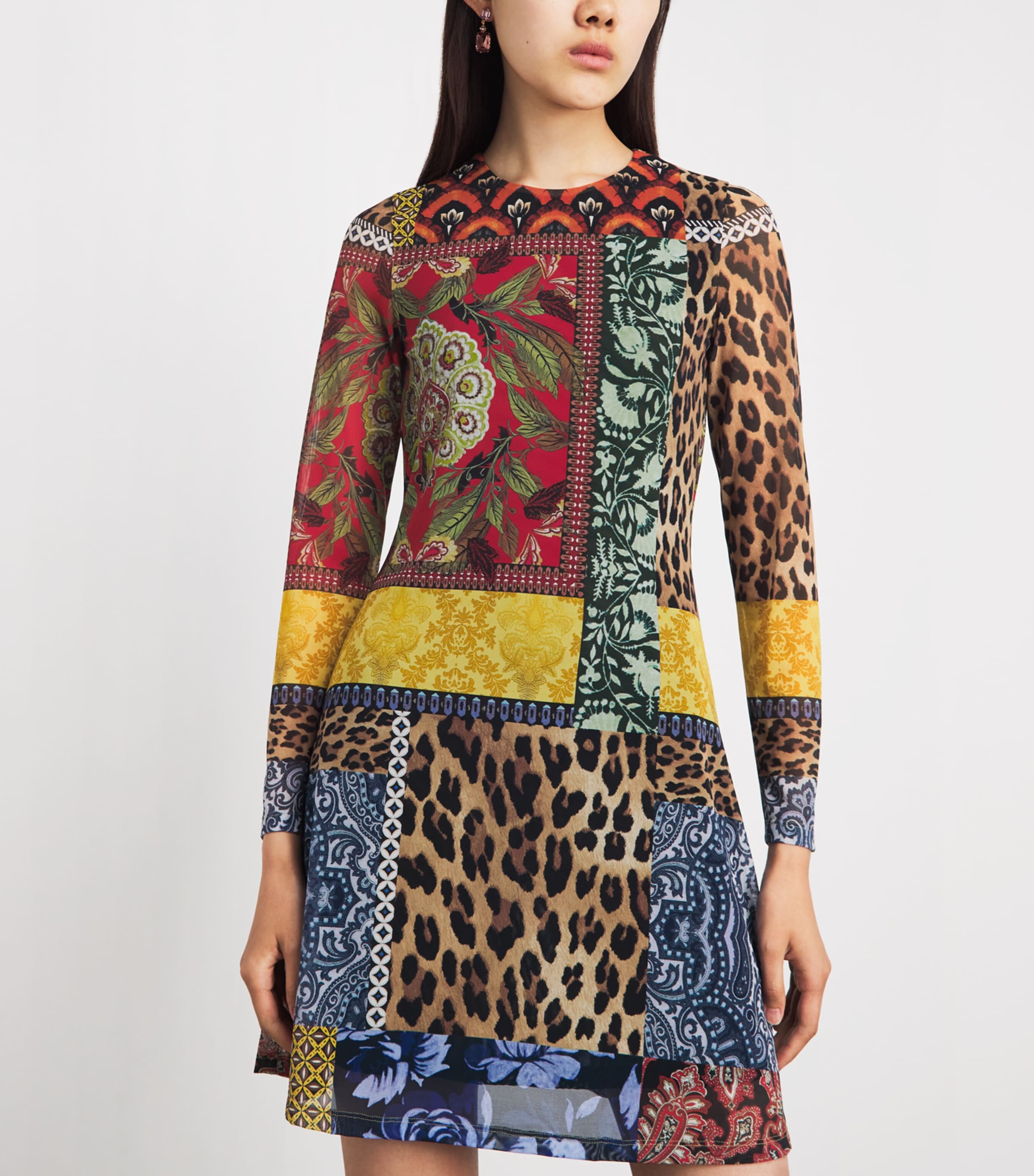 Alice+Olivia Womens Mesh Patchwork Delora Mini Dress Off The Grid Lg Image 5