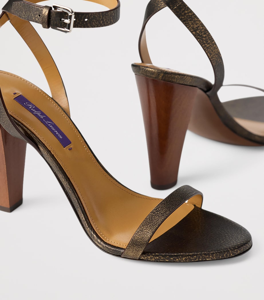 Ralph Lauren Collection Leather Graison Heeled Sandals 95 Bronze Image 5