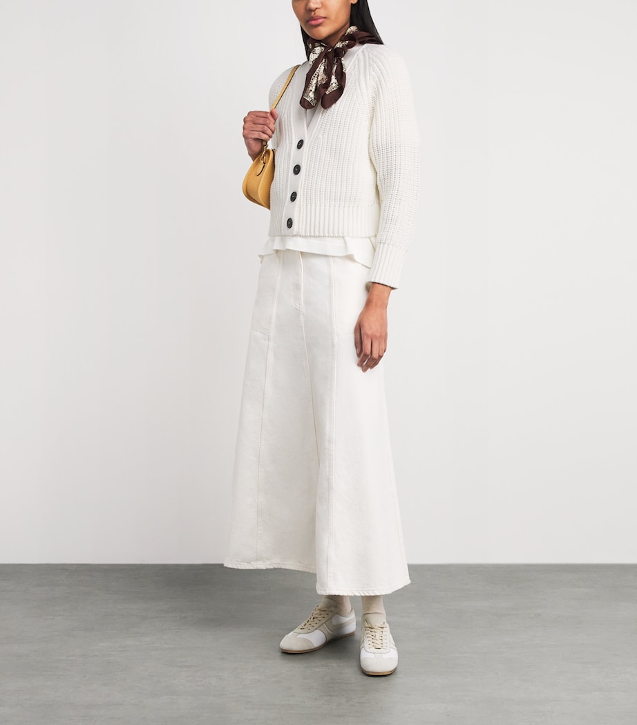 ME+EM Womens Organic Cotton Weekend Cardigan Soft White Image 2
