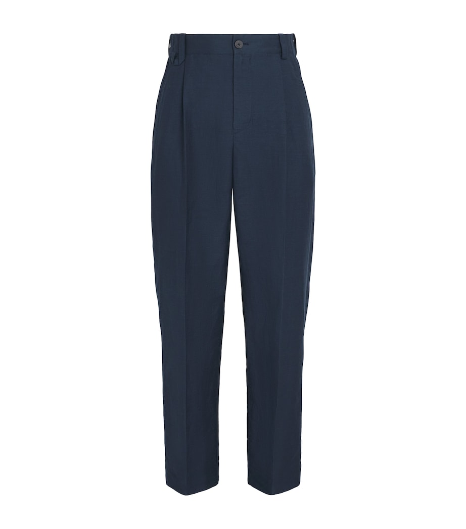 Jacquemus Mens Linen-Blend Pleated Croisière Trousers Dark Navy/ Image 1