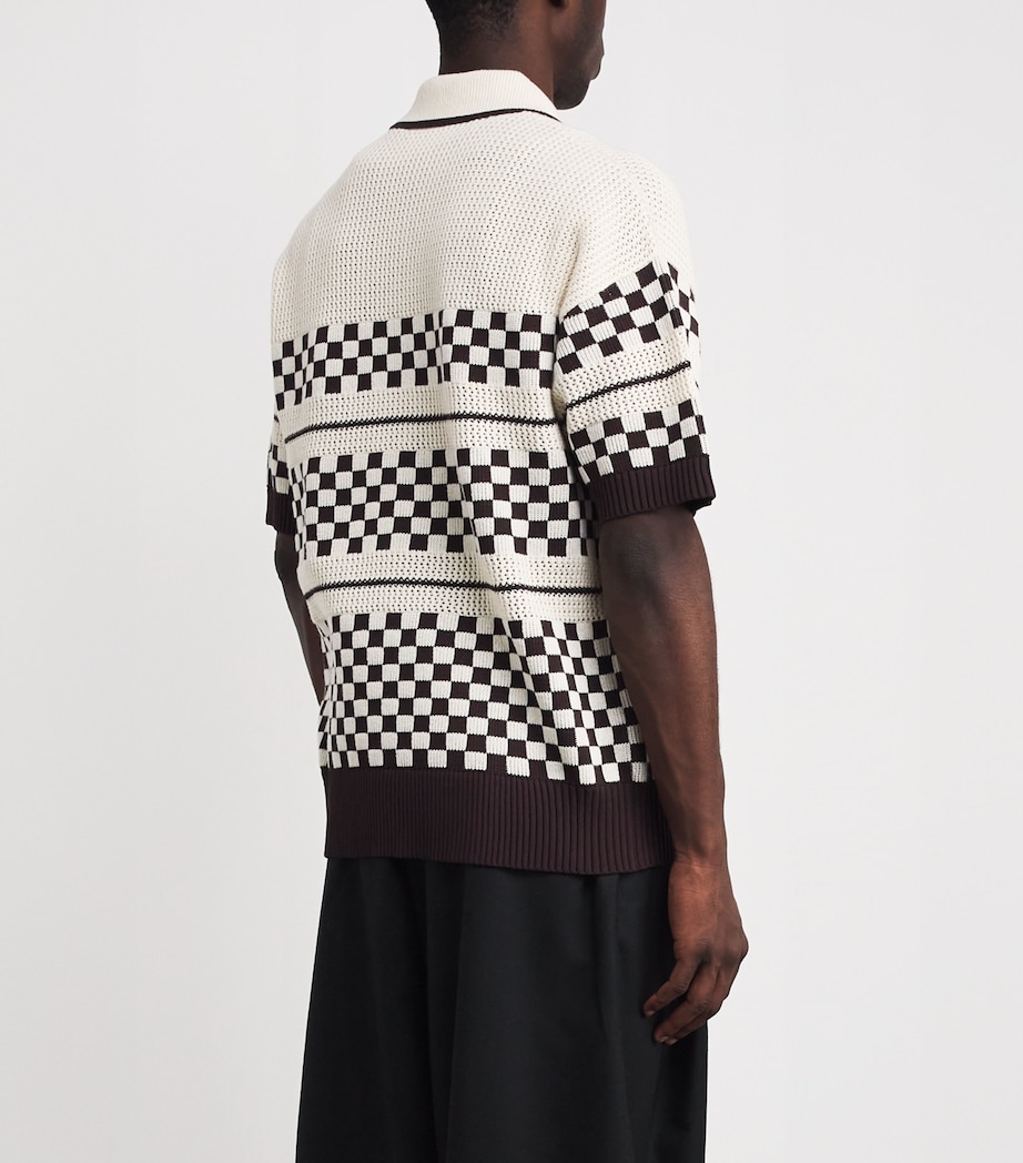 Wool-Blend Mesh Check Shirt ALABASTER Image 4