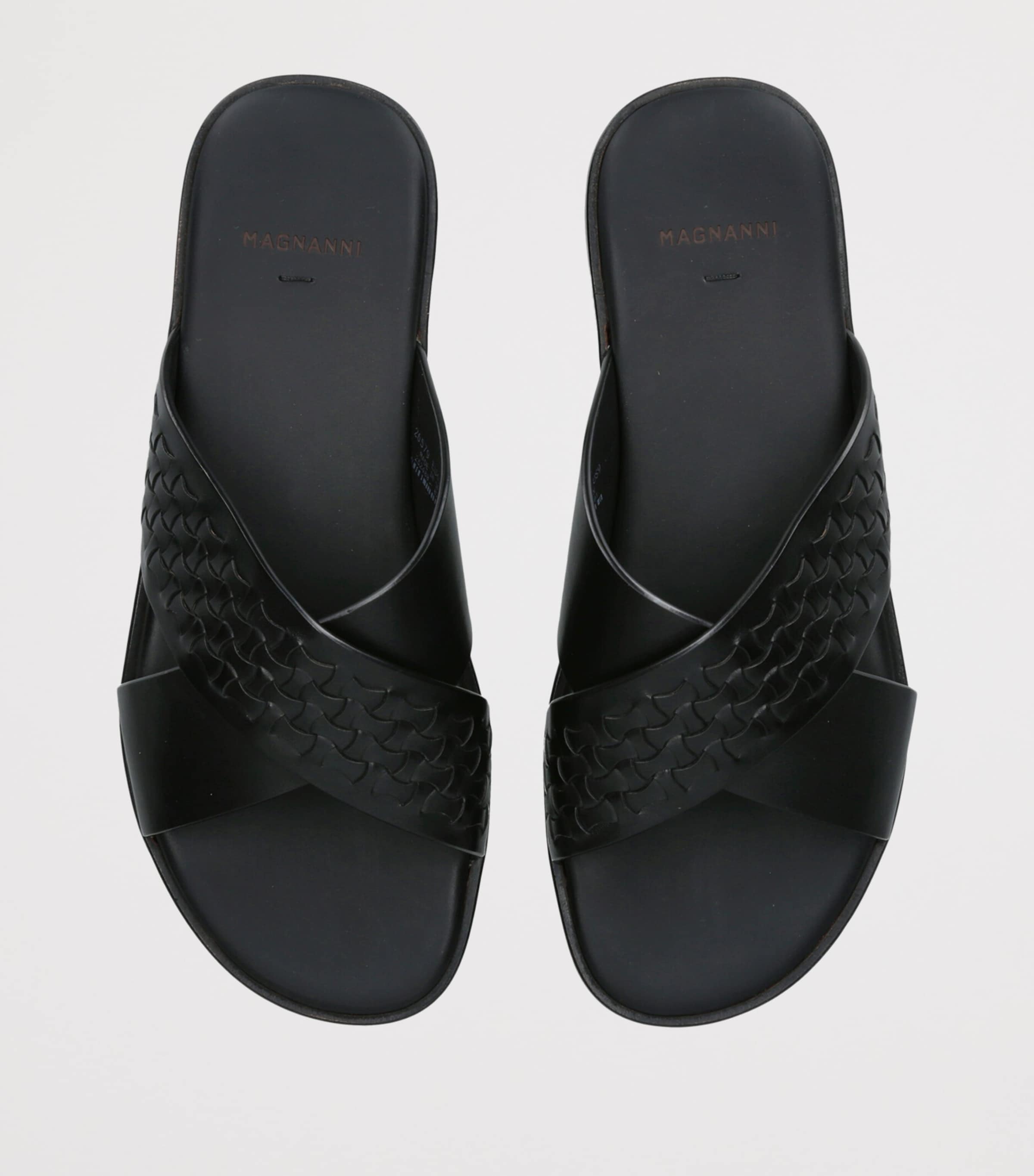 Magnanni Woven Leather Cross Sandals Black Image 4