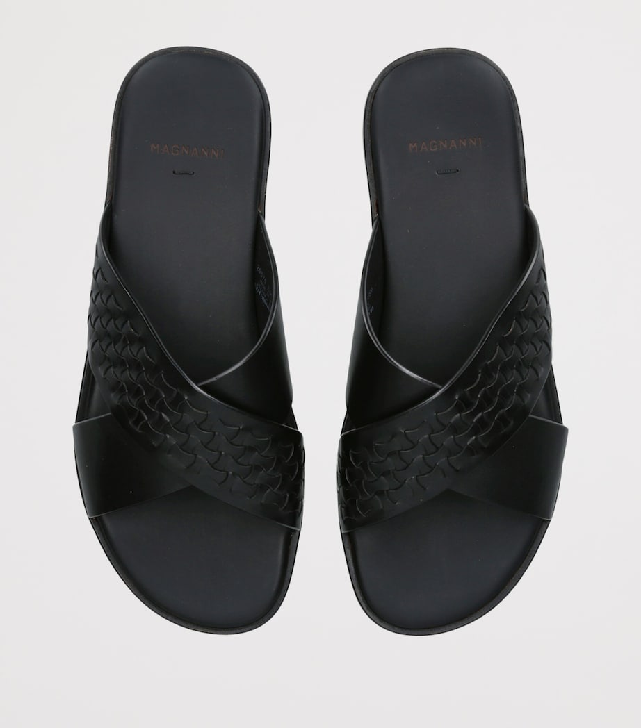 Magnanni Woven Leather Cross Sandals Black Image 4