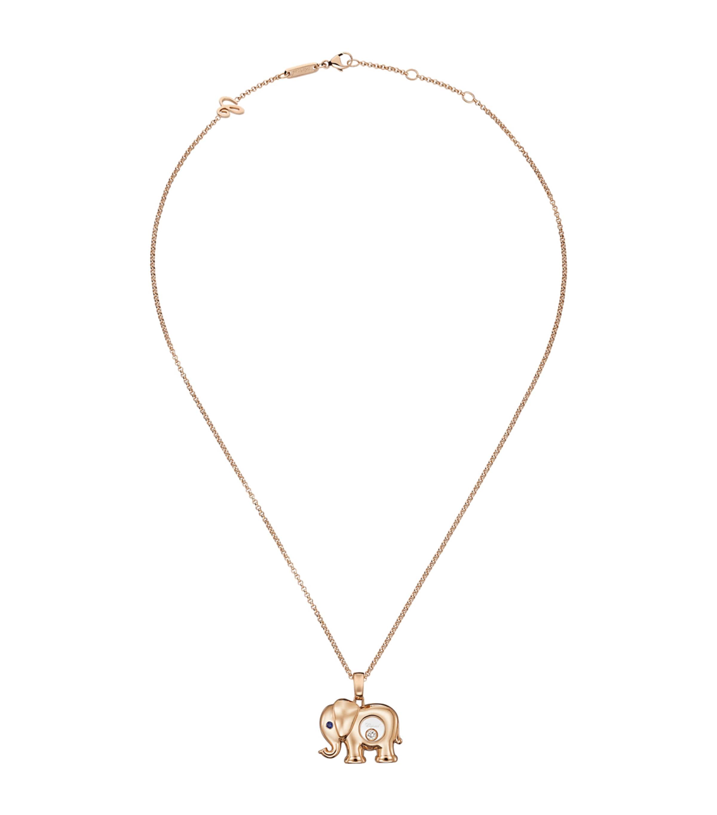 Rose Gold and Diamond Happy Diamonds Elephant Necklace 18K ROSE GOLD Image 1