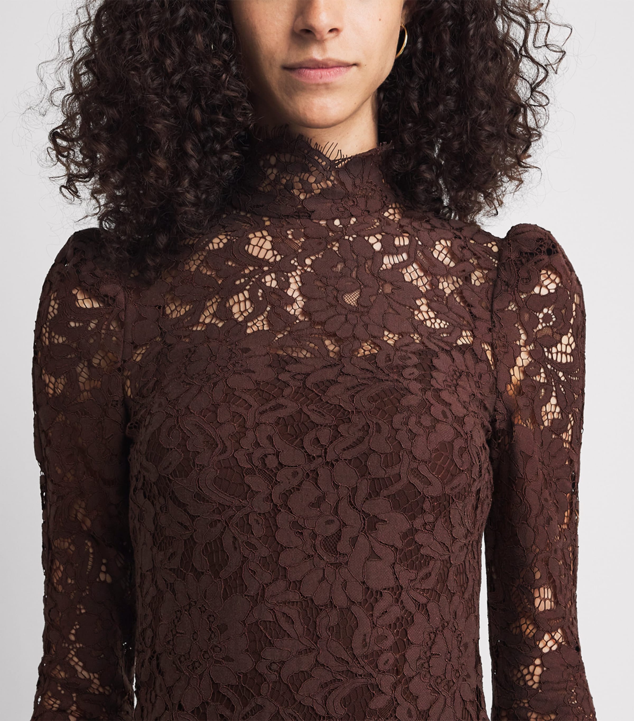 chocolate brown floral dress The Vera in Cocoa Baroque 12 / Cocoa Baroque Floral SECRET99 Color:BONE 100% Polyester Bethéva Women Solid Color