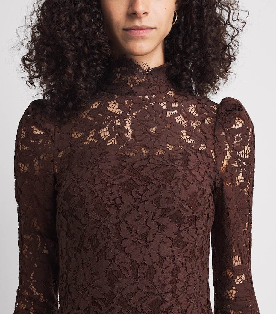 De La Vali Womens Lace Bodita Mini Dress Brown Image 3