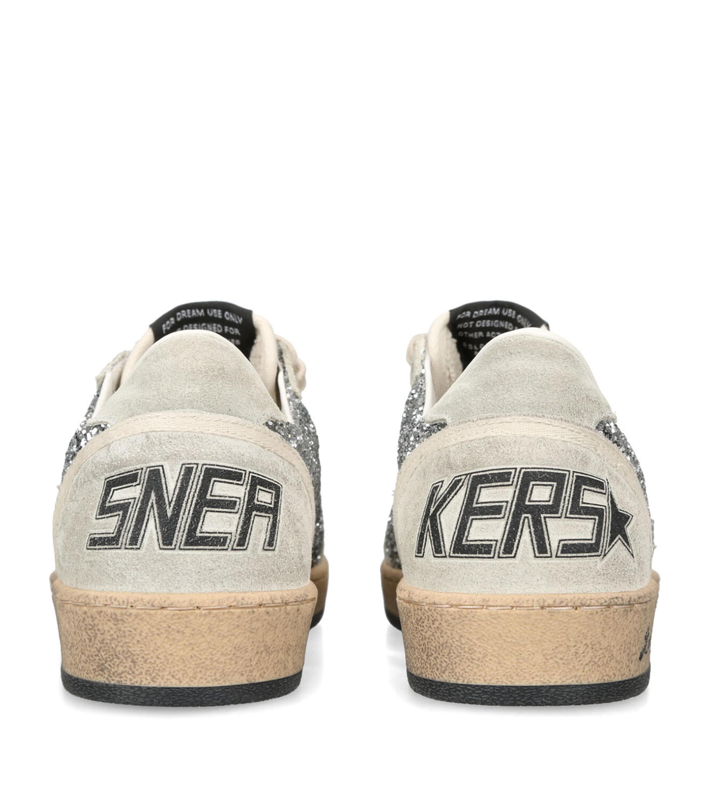 スニーカー Golden  Ballstar Glitter Upper Nylon Sneakers Golden Goose Ball Star Silver Glitter Star and Heel Tab