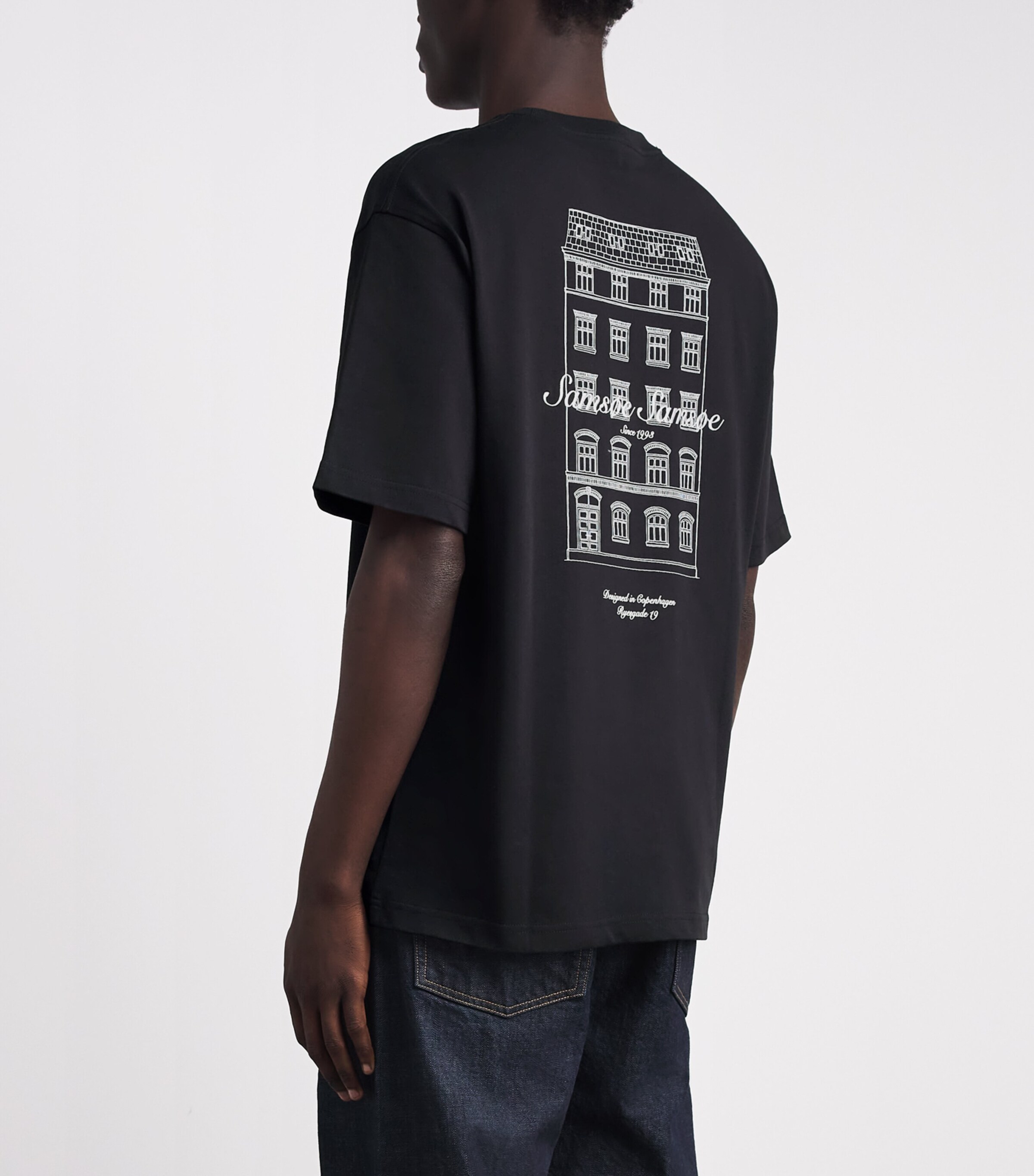 Samsøe Samsøe Mens Organic Cotton Sauni T-Shirt Black Building Image 5