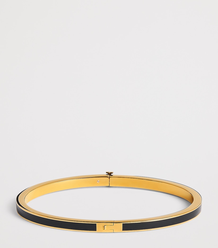 Tory Burch Gold-Plated Enamel Thin Icon Bangle Tory Gold / Blck Image 3
