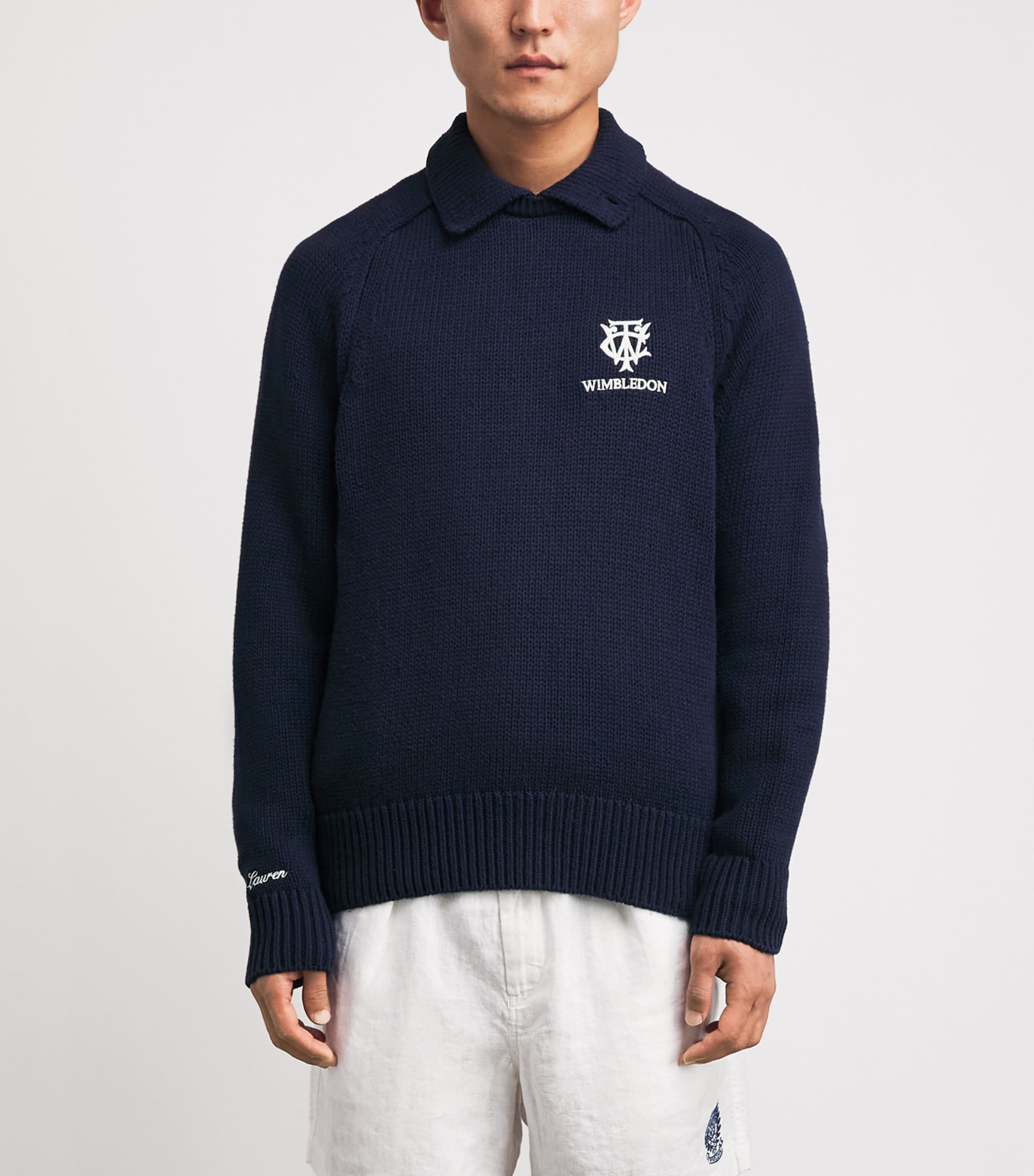 RLX Ralph Lauren Navy x Wimbledon Cotton Polo Sweater | Harrods US