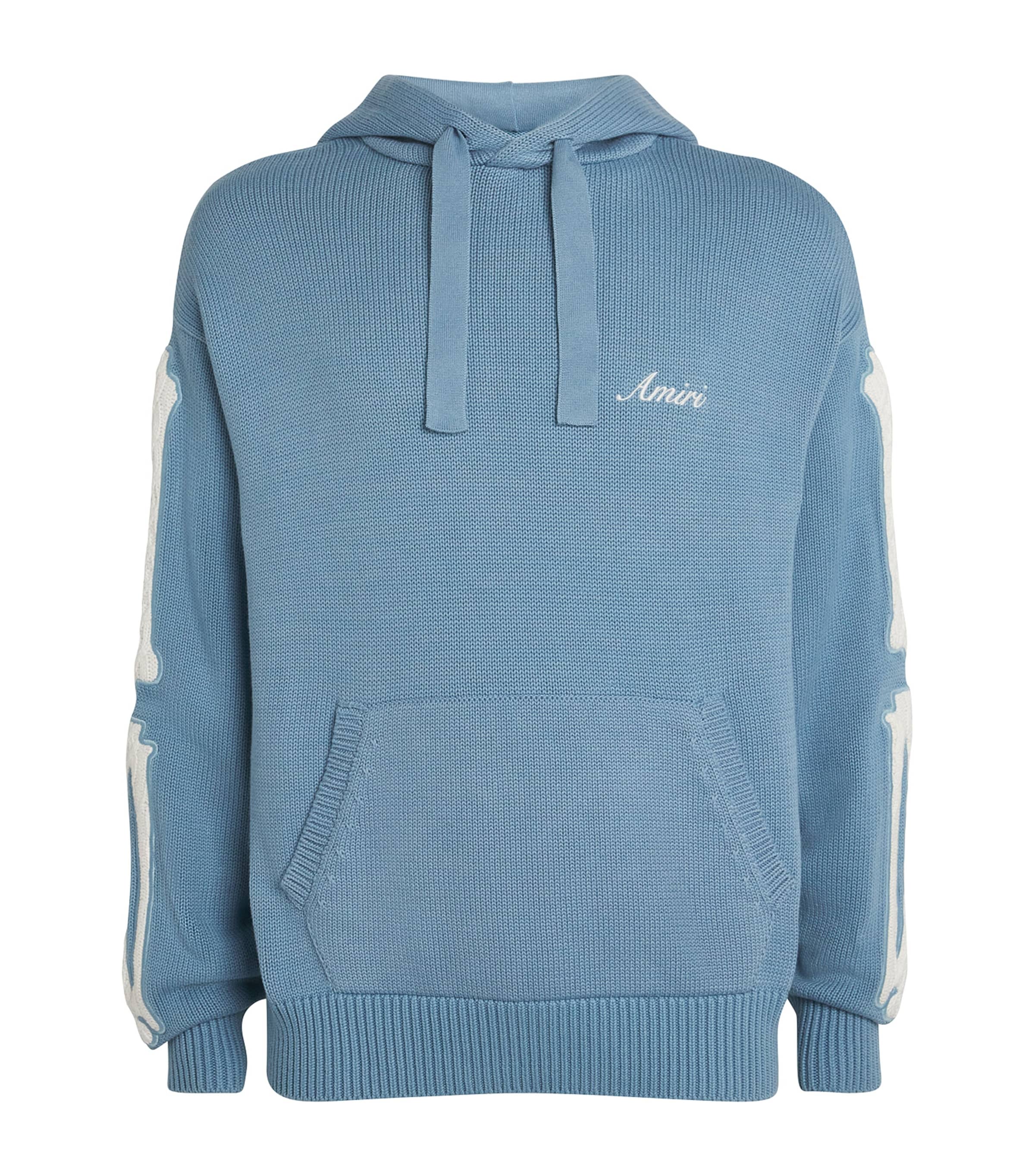 AMIRI Blue Cotton Knitted Bones Hoodie | Harrods UK