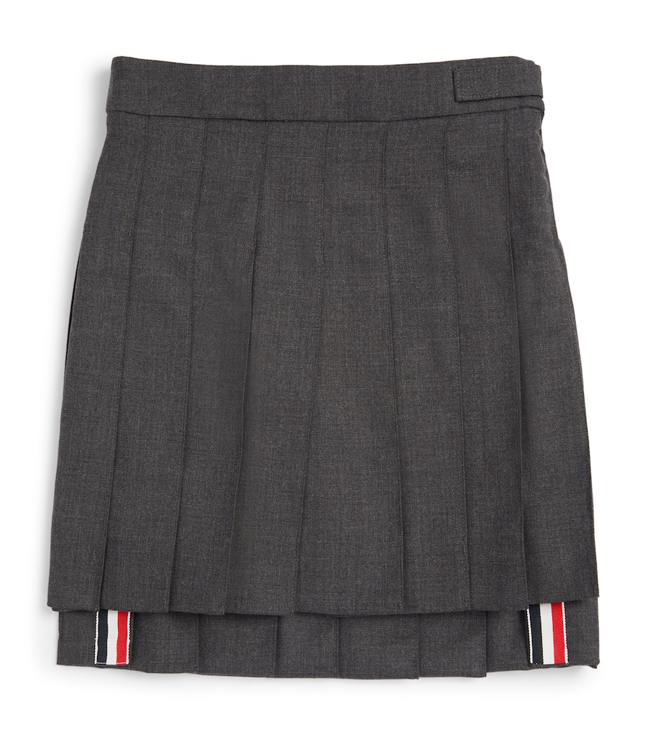Thom Browne Kids Wool Pleated Skirt (2-12 Years) Dark Grey Image 1