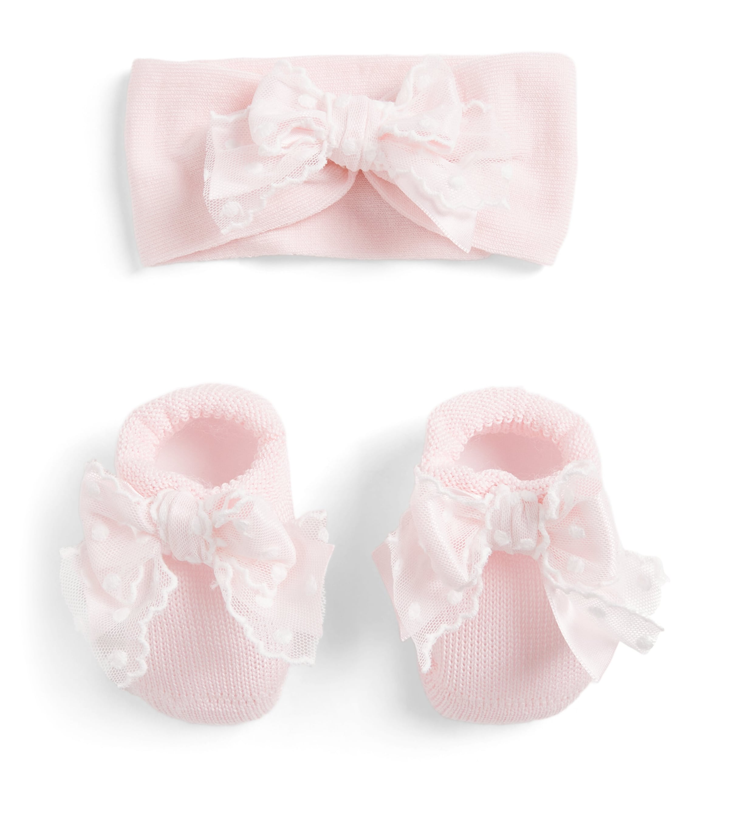 Tulle Bow Socks (Pack of 2) YTHBABY PINK Image 1