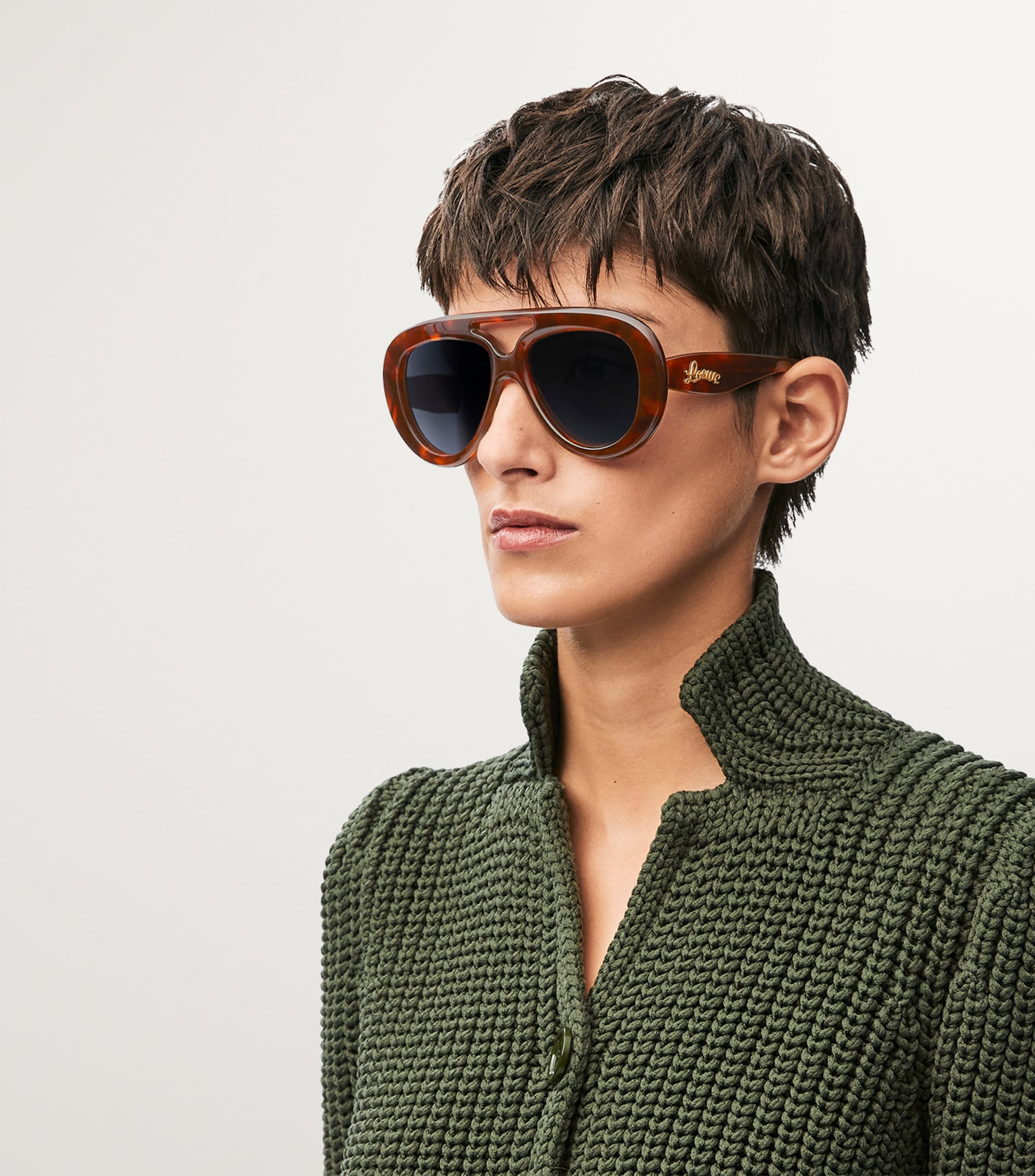 Round Spoiler Aviator Sunglasses HAVANA Image 2