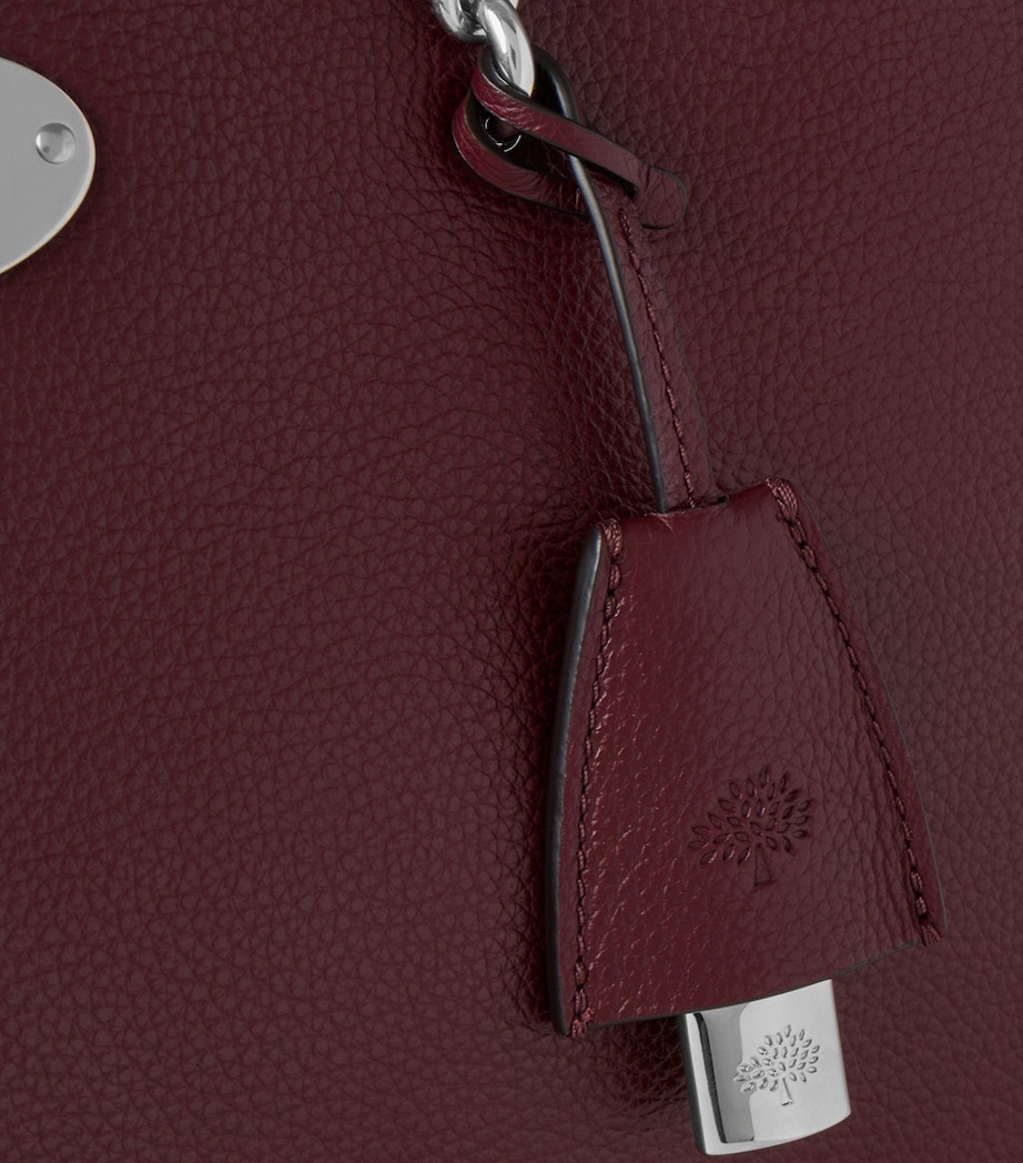 Small Leather Lily Chain Tote Bag BLACK CHERRY Image 6